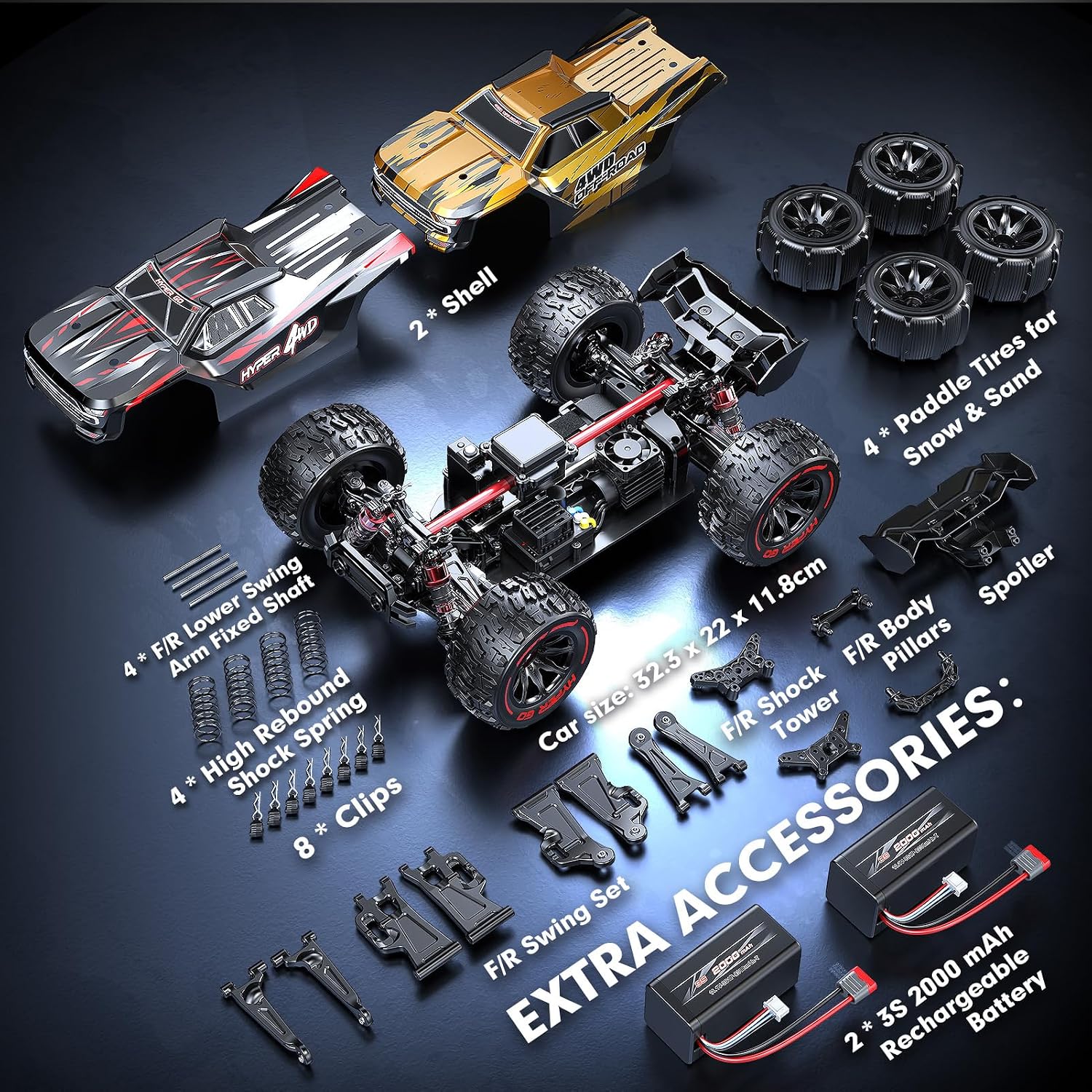 HYPER GO H14BM V3 1/14 Brushless RC Cars for Adults Fast 50 mph, RC Trucks 4X4 Offroad Waterproof, Electric Powered High Speed RC Car