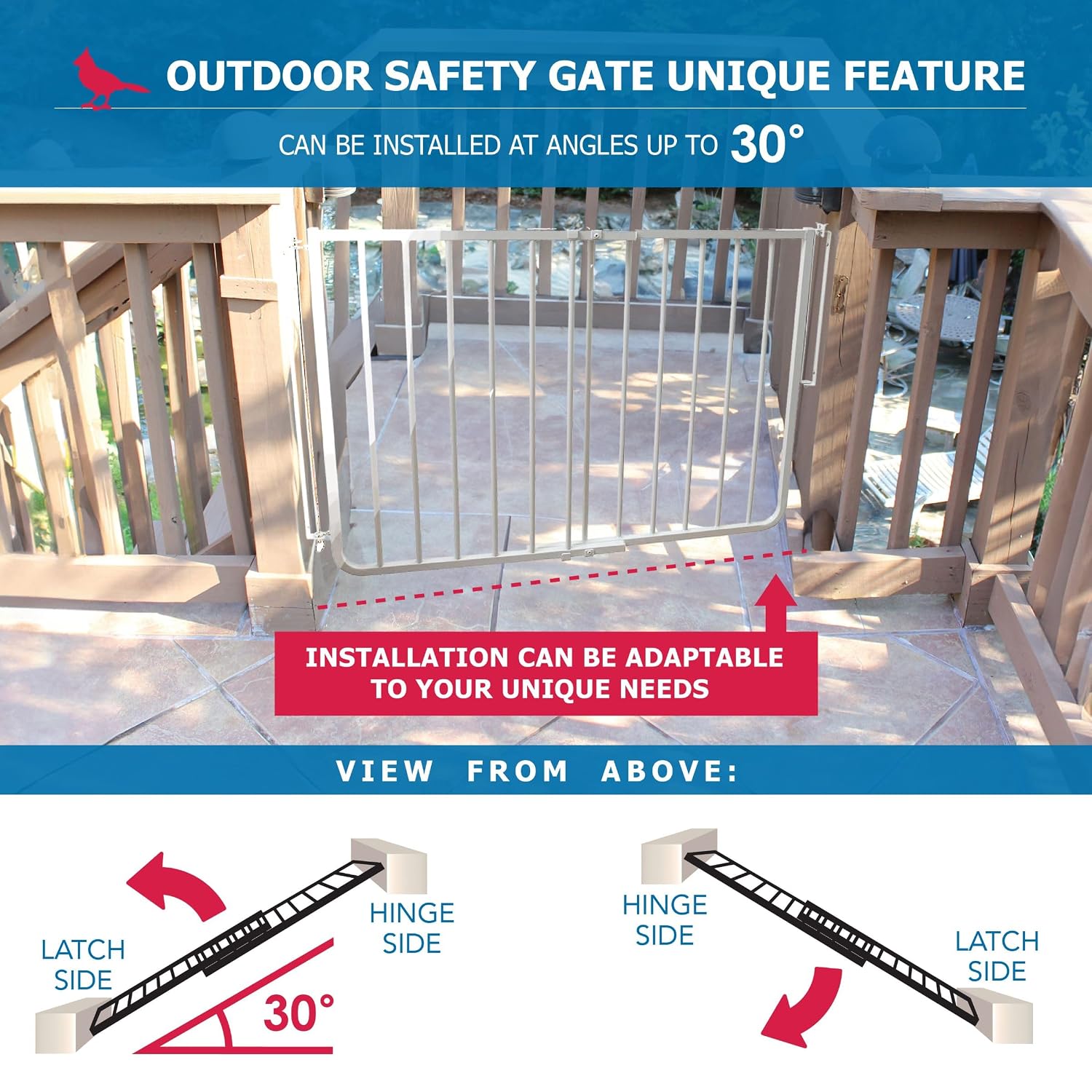 Cardinal Gates SS30OD Stairway Special Outdoor Baby & Pet Gate, Brown | SS30OD Stairway Special fits 27-42.5 in; weather-resistant outdoor baby/pet gate for stairs, decks, patios and porches.