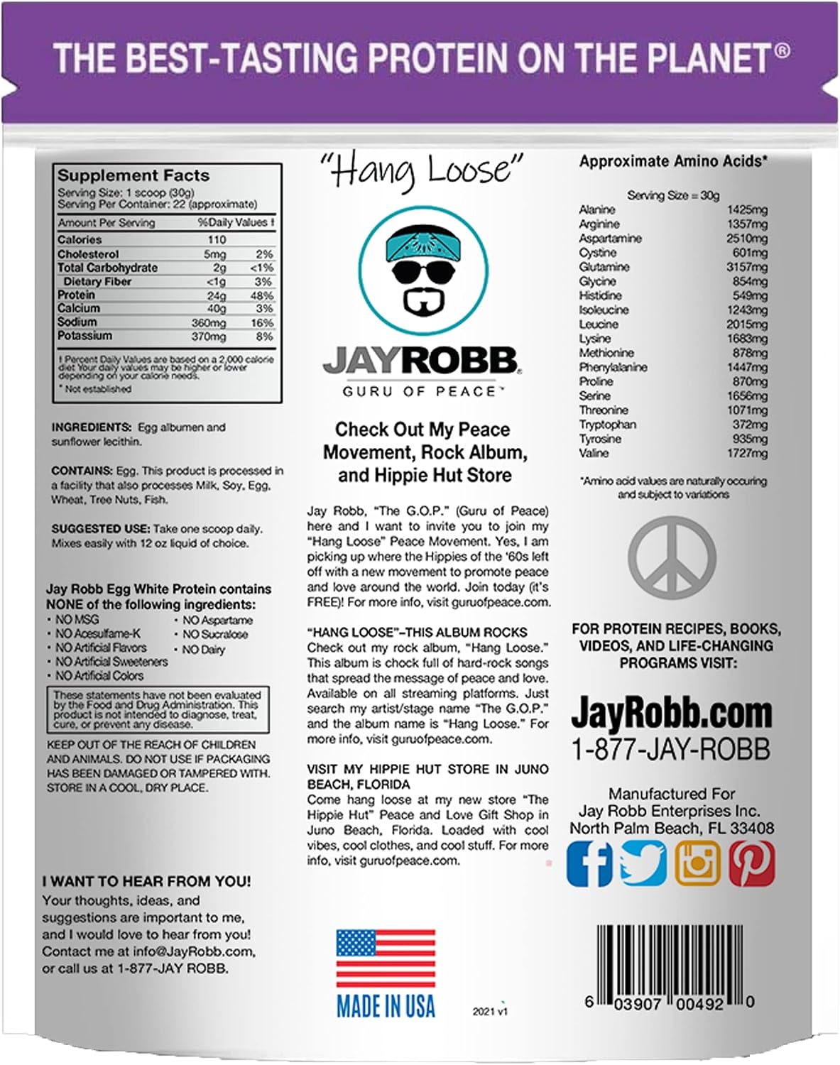 JAYROBB Vanilla Egg White Protein 24 oz, 1.5 Pound Bag