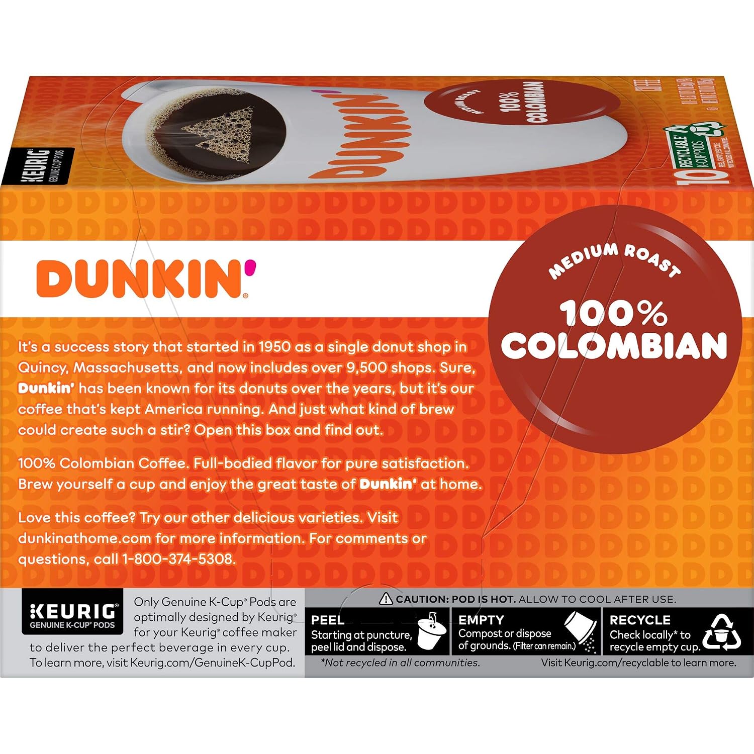 Dunkin’ Original Blend Medium Roast Coffee, Keurig K-Cup Pods, 10 Count Box