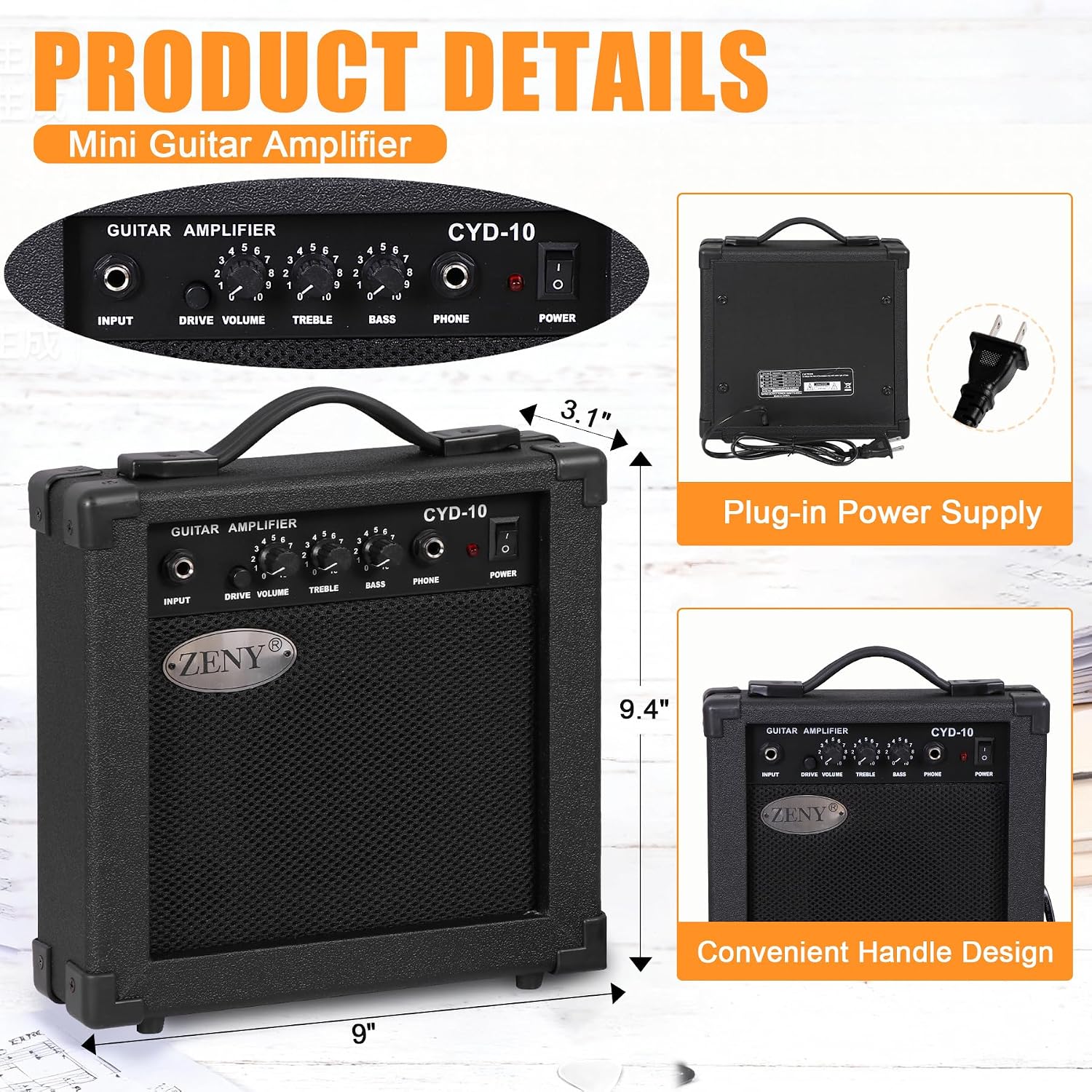 ZENY 39" Full Size Electric Guitar with Amp, Case and Accessories Pack Beginner Starter Package, Blue Ideal Christmas Thanksgiving Holiday Gift