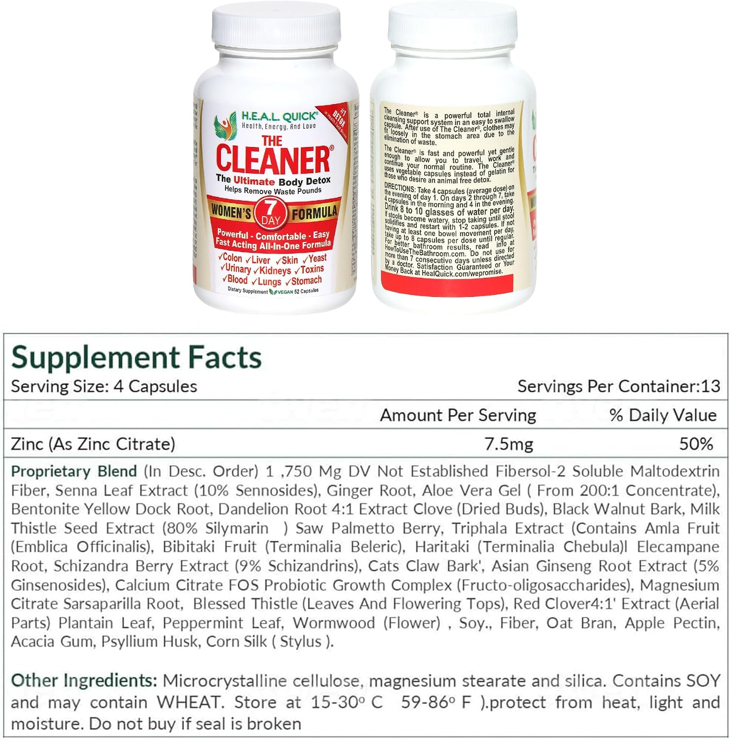 Century Systems The Cleaner Detox, Powerful 7-Day Complete Internal Cleansing Formula for Women, Support Digestive Health, 52 Vegetarian Capsules