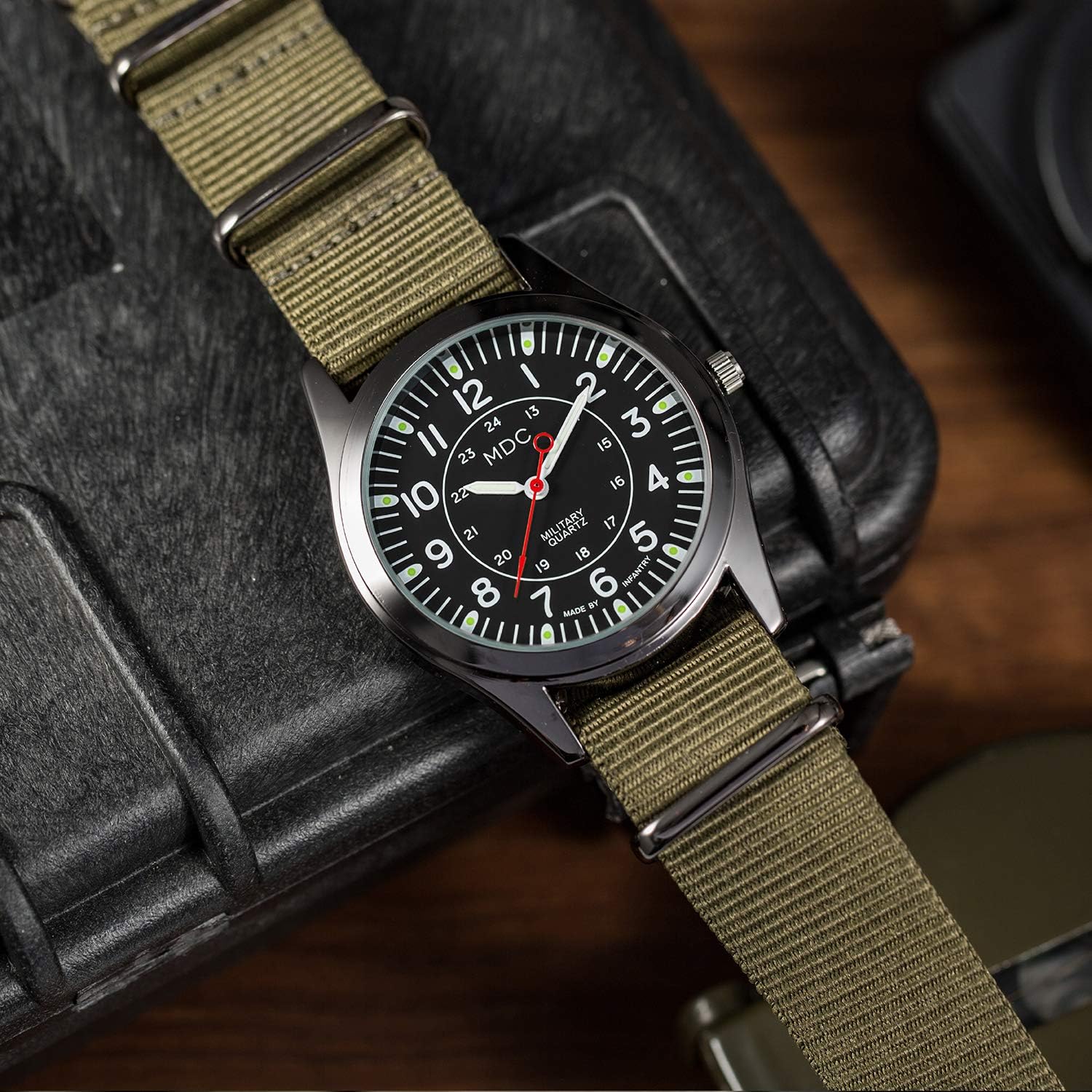 Infantry MDC Mens Military Field Watch, Japanese Quartz, Slip-Thru Nylon