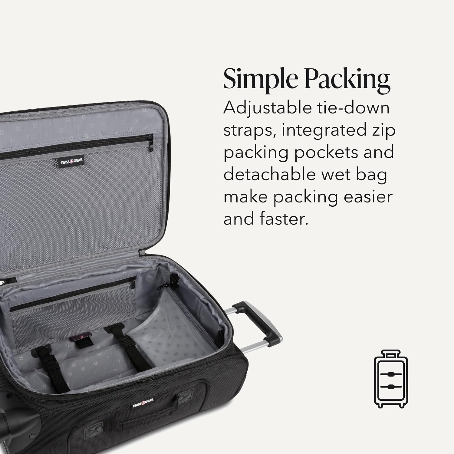SWISSGEAR Sion Carry-On Spinner Luggage, Softside Expandable, Lightweight Suitcase, Dark Grey, 22.75-Inch