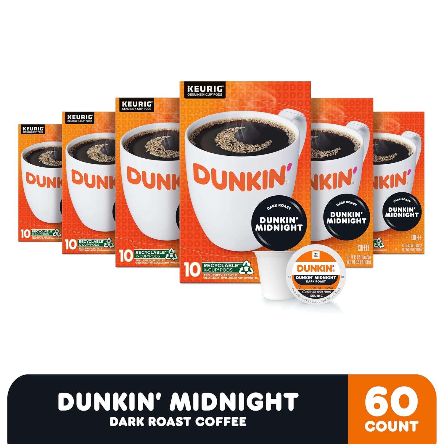 Dunkin’ Original Blend Medium Roast Coffee, Keurig K-Cup Pods, 60 Count | 6 boxes of 10 single serve coffee pods each, Rich & smooth flavor, Made with arabica coffee, Shelf stable, SNAP EBT eligible