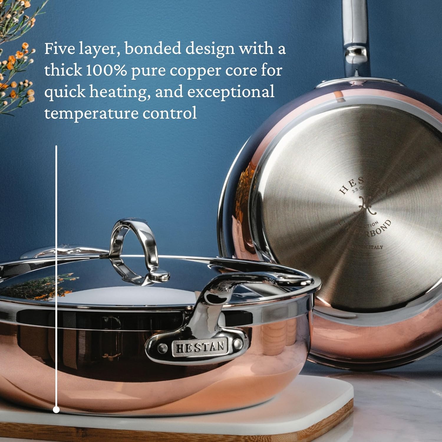Hestan - CopperBond Collection - 100% Pure Copper Frying Pan, Induction Cooktop Compatible, 8.5-Inch