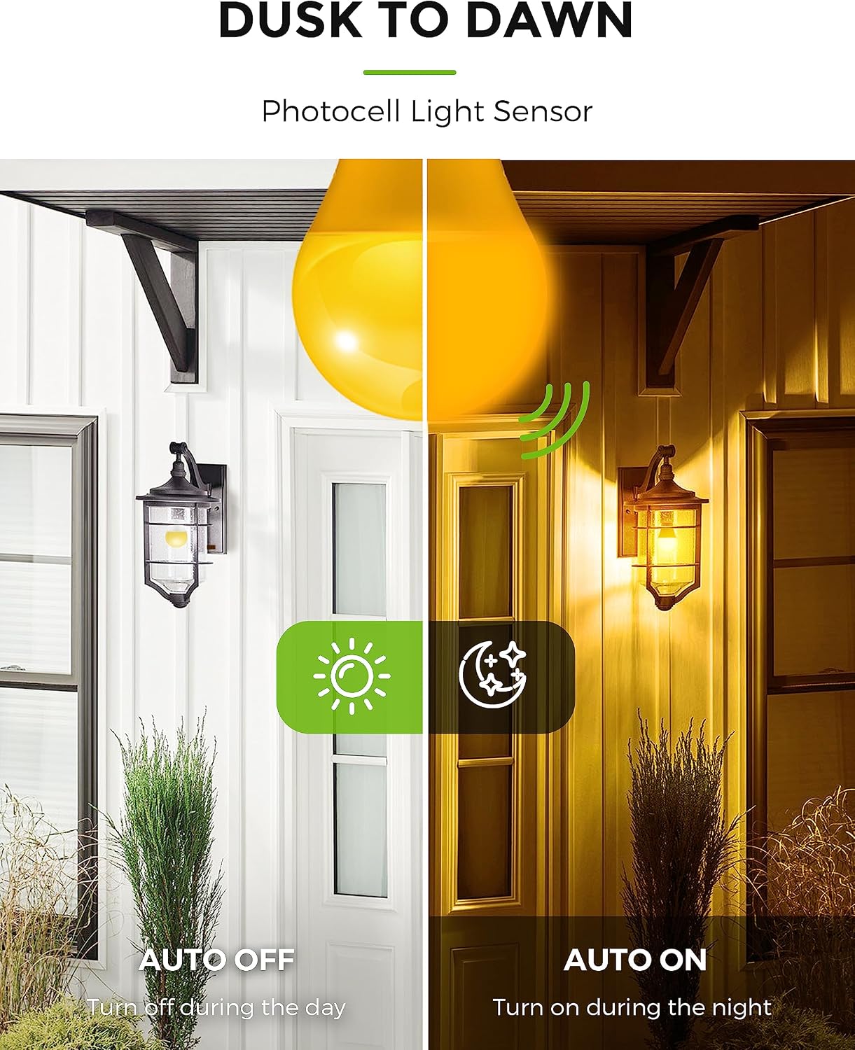 LOHAS Dusk to Dawn Sensor Light Bulbs, 40W Equivalent LED Outdoor Lighting