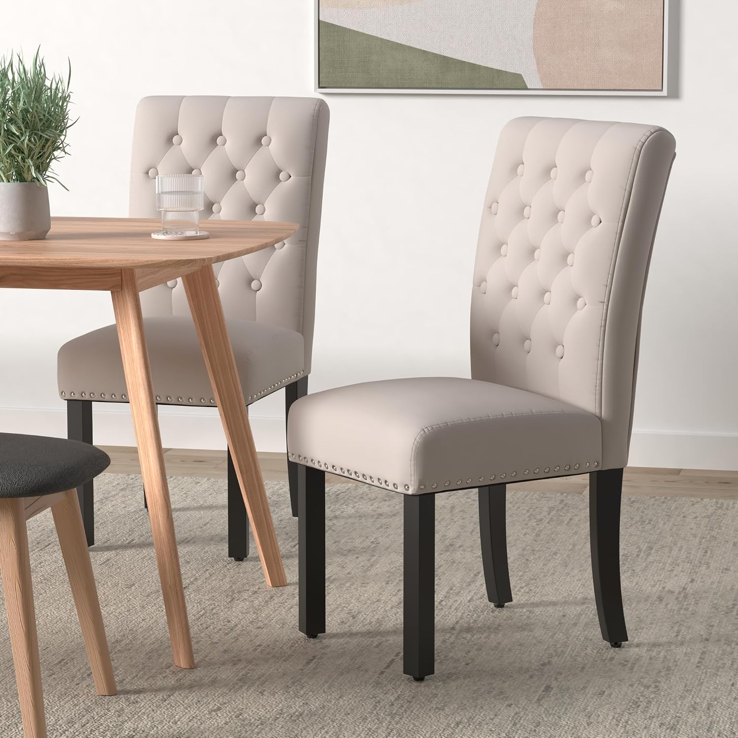 adochr Velvet Dining Chairs Set of 2, Parsons Kitchen Chair, Blue