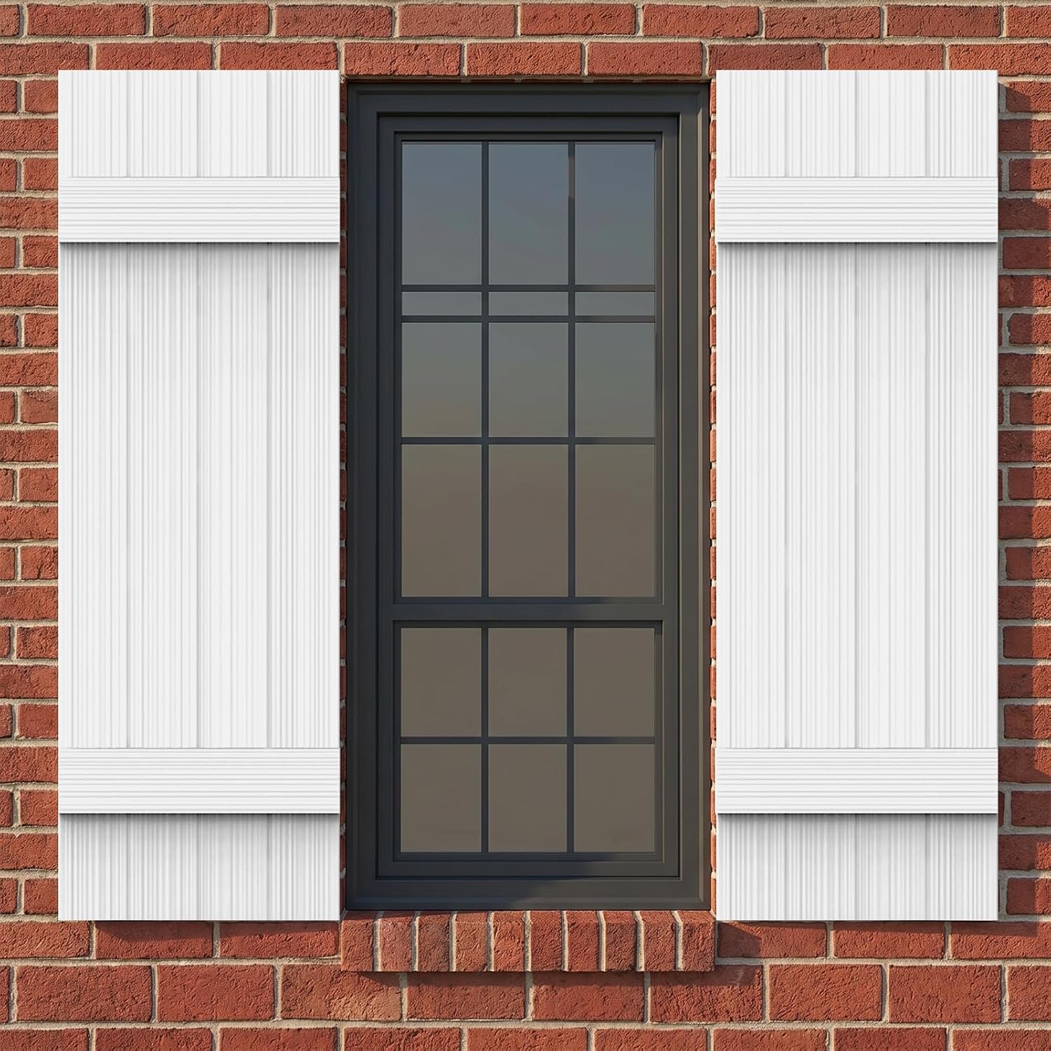 【4 pcs】Thickened Wall Vinyl Shutters, 14 1/2" x 58", White Exterior Window Shutters, 5-Minute Installation, 10+ Years Lifespan, Vertical Embossed Lines