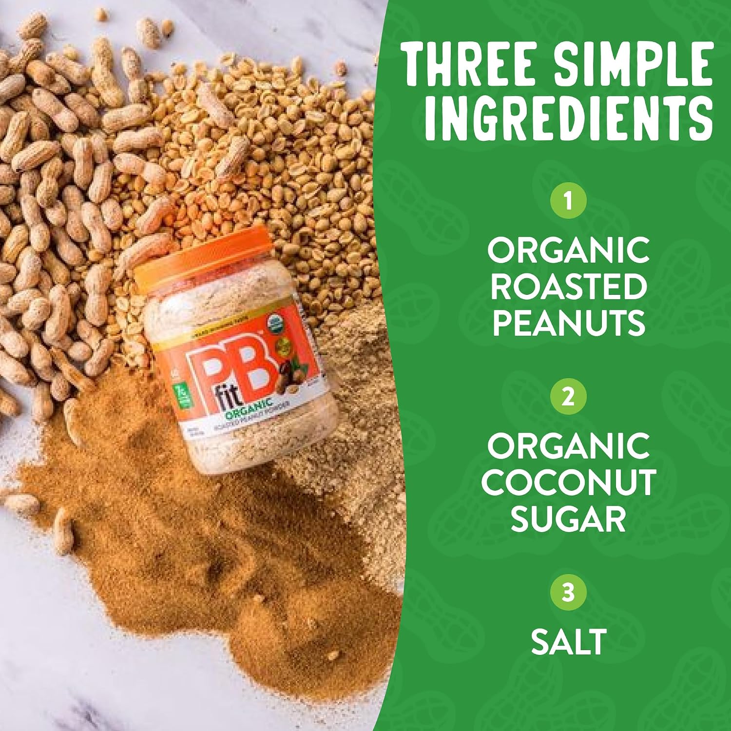 PBfit 30 Ounce Organic Peanut Butter Powder, Powdered Peanut Spread from Real Roasted Pressed Peanuts, 7g of Protein 7% DV, Gluten-Free, 60 calories, 87% less fat (Pack of 1)