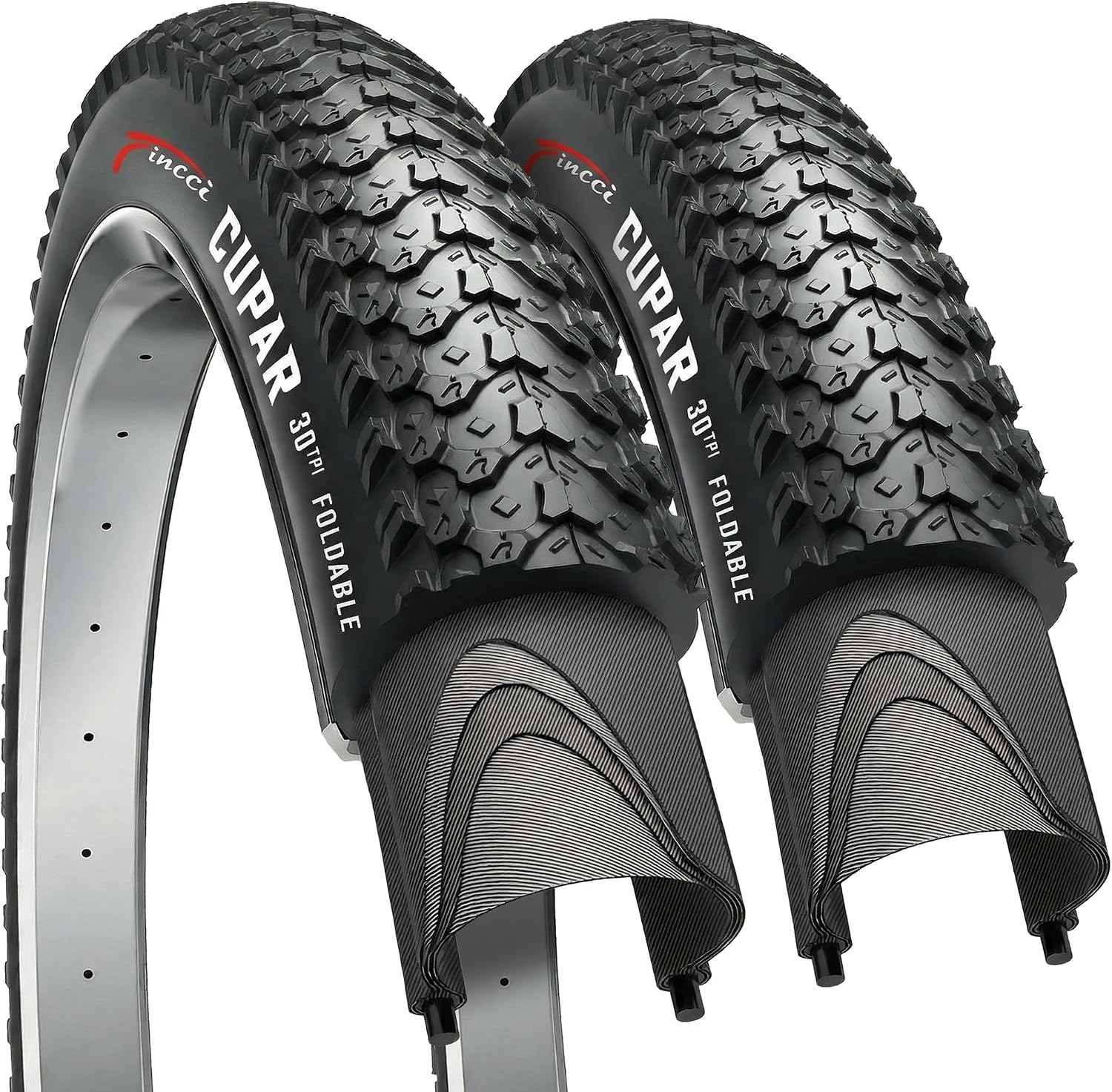 Pair 26 x 2.125 Mountain Bicycle Tires - Foldable 57-559, 30 TPI 26 inch | Folding 26 inch Bicycle Tyres, Accessories for MTB, Mountain