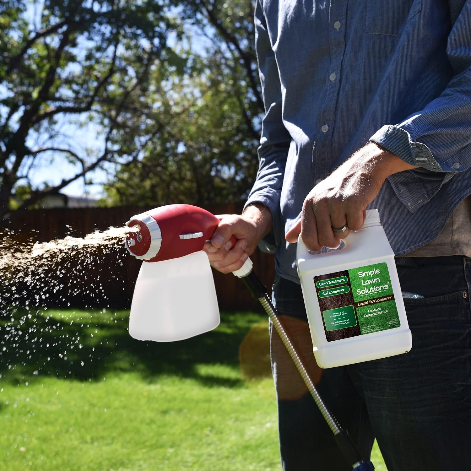 Liquid Soil Loosener- Soil Conditioner-Use alone or when Aerating with Mechanical Aerator or Core Aeration- Simple Lawn Solutions- Any Grass