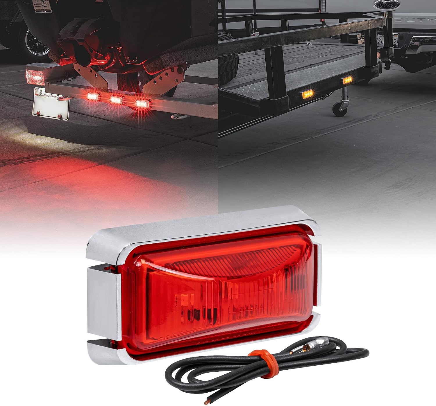 TRUE MODS 2pc 2.5" Amber Rectangle LED Trailer Marker Lights for Truck RV