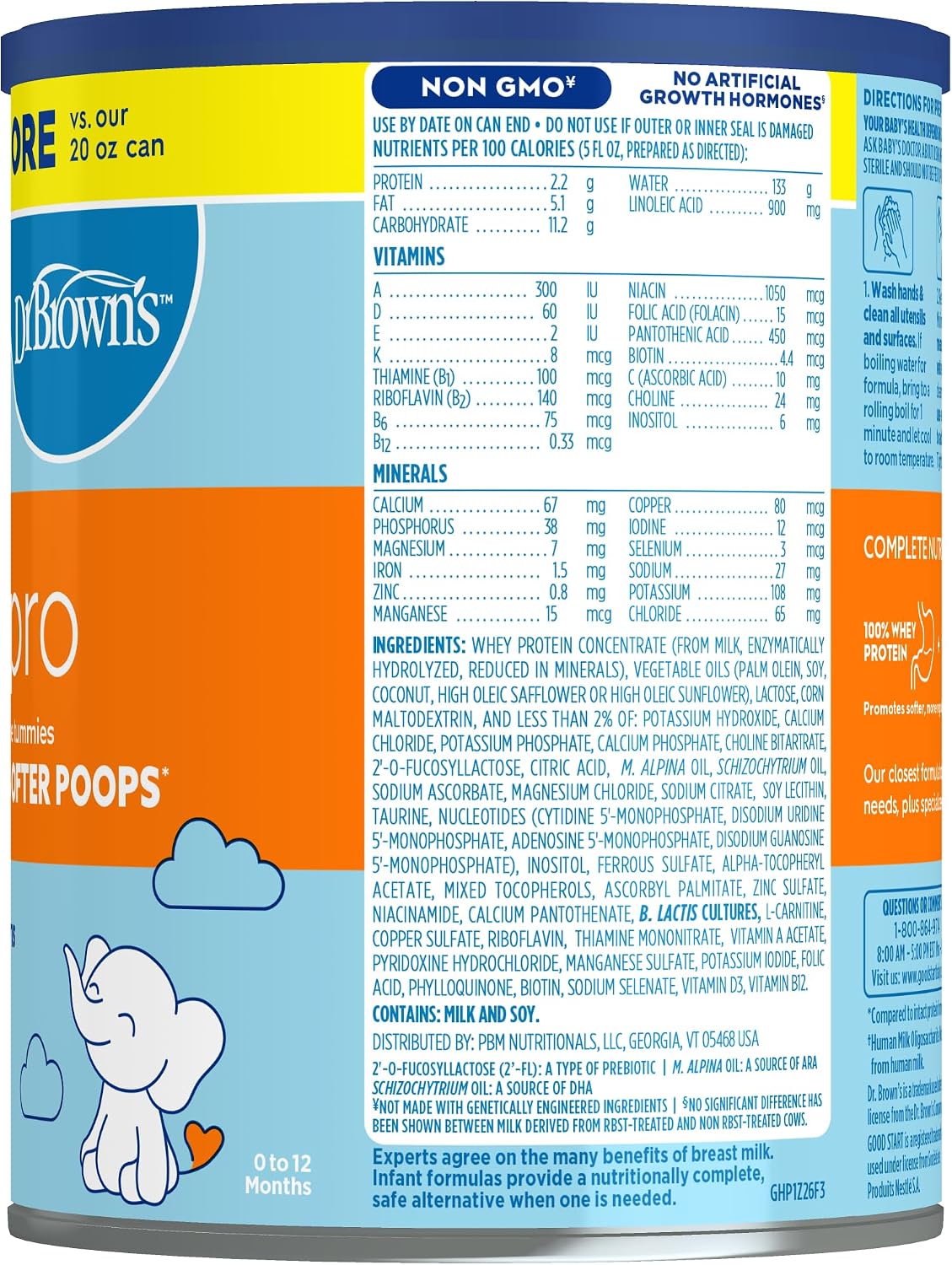 Good Start | Dr. Brown’s Gentle Pro, Baby Formula Powder for Sensitive Tummies, Easy Digestion & Softer Poops, Formula with Probiotics, DHA