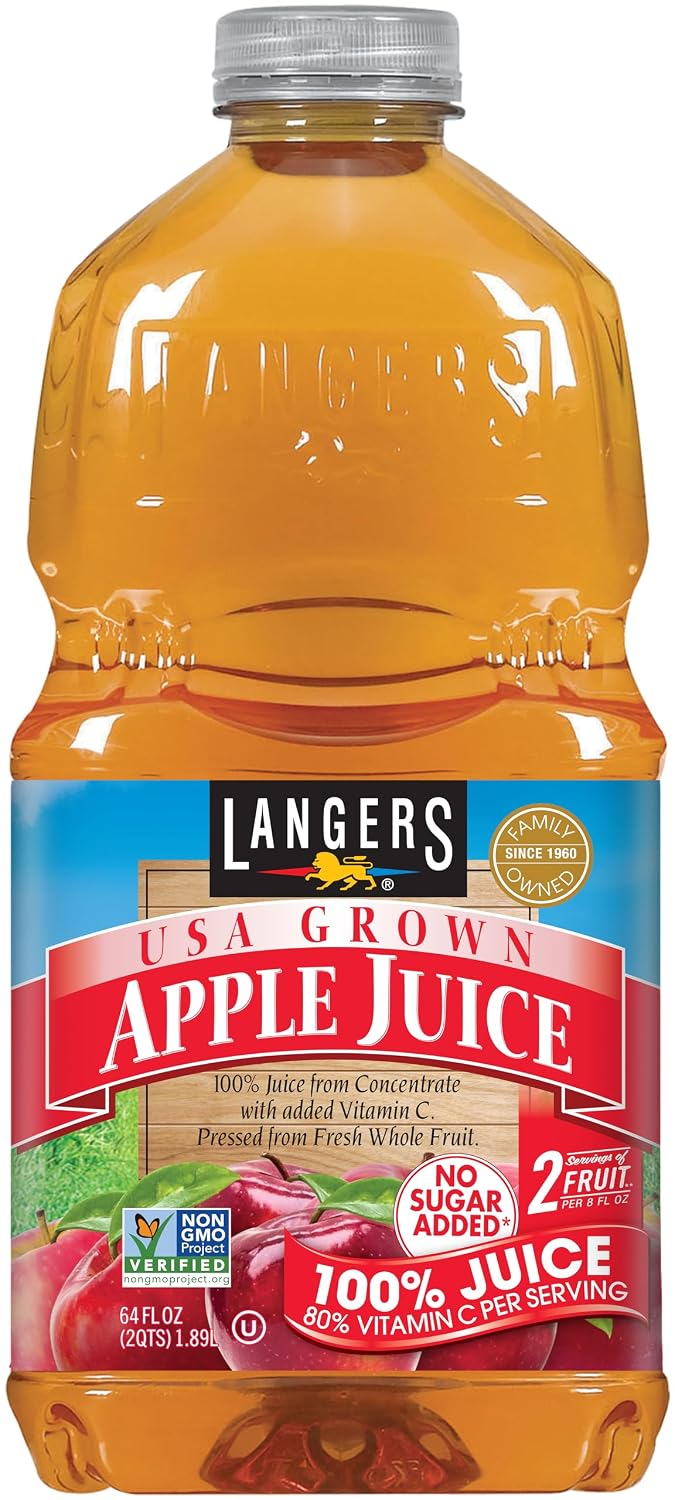 Langers 100% Apple Juice, 15.2 Fl Oz (Pack of 12)
