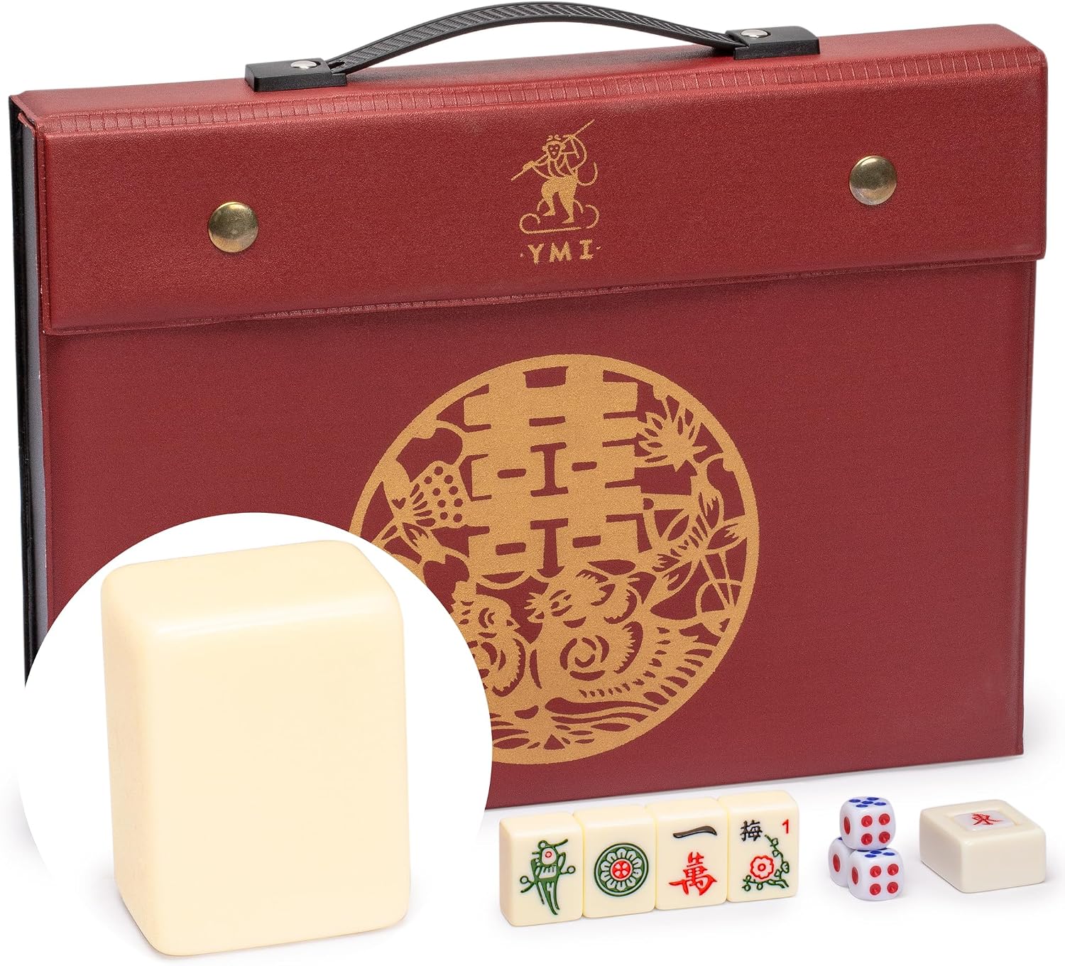 Yellow Mountain Imports Chinese Mahjong Set – Rouge Heritage – 146 Medium Tiles, Professional Set for Chinese-Style Play [中式麻將 專業套裝]