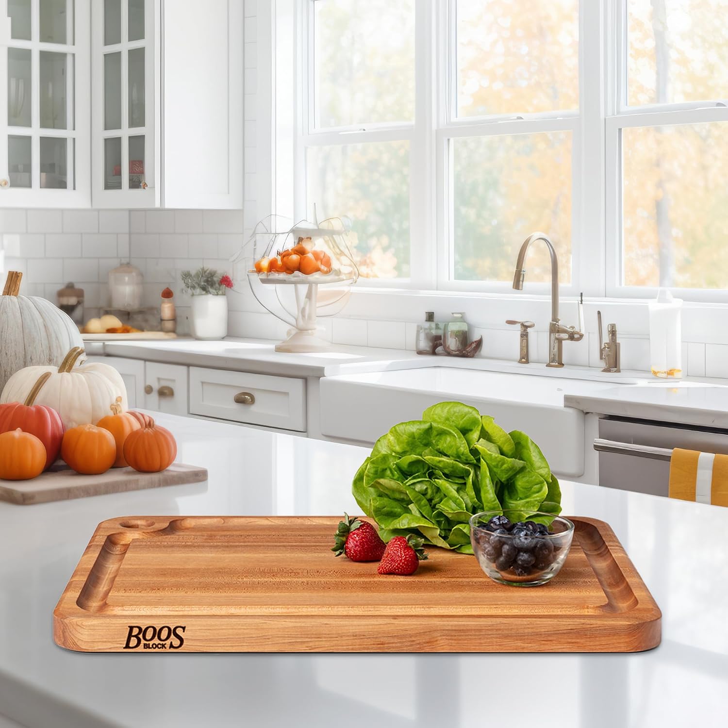 John Boos Prestige Series Rectangular Wooden Maple Cutting Board 16”x10” – 1.25” Thick, 6-lb Reversible Butcher Block with Juice Groove, Edge-Grain & Finger Grip Hole – Made in the USA | 1.25” Thick, 6-lb Butcher Block with Juice Groove, Edge-Grain & Fin…