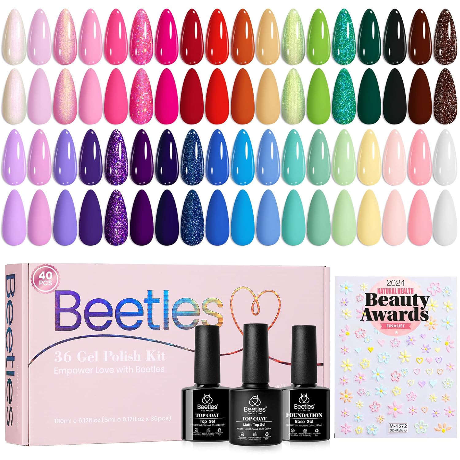 Beetles Gel Nail Polish Set with Base Glossy Matte Top Coat Macaron Gel