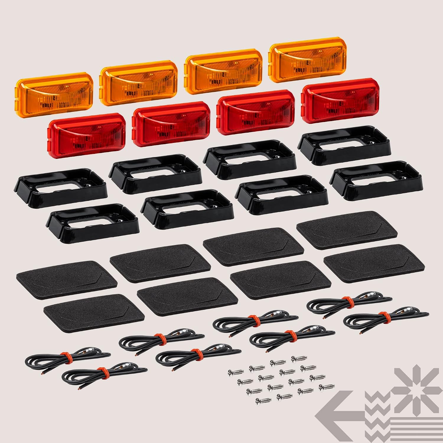 TRUE MODS 2pc 2.5" Amber Rectangle LED Trailer Marker Lights for Truck RV