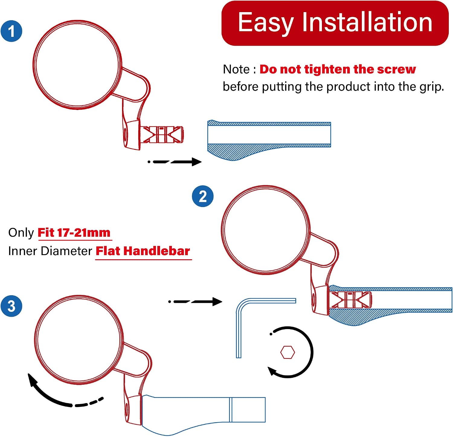 2022 New Bar End Bike Mirror, 80mm Crystal UHD Automotive Grade Glass Lens E-Bike Mirrors, Scratch Resistant, Safe Rearview Mirrors