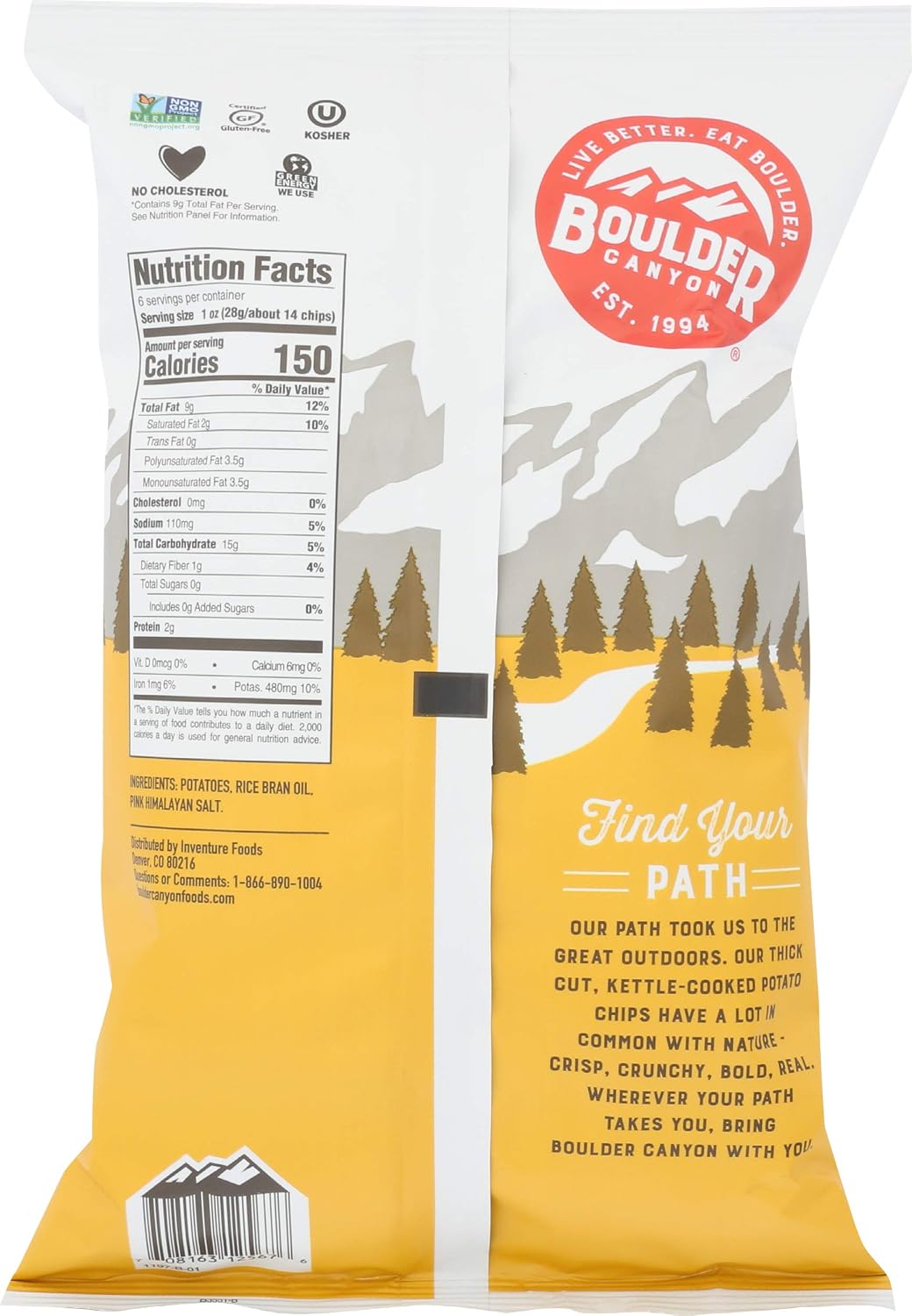 Boulder Canyon Avocado Oil Sea Salt Potato Chips 6 Count, 1.25 OZ