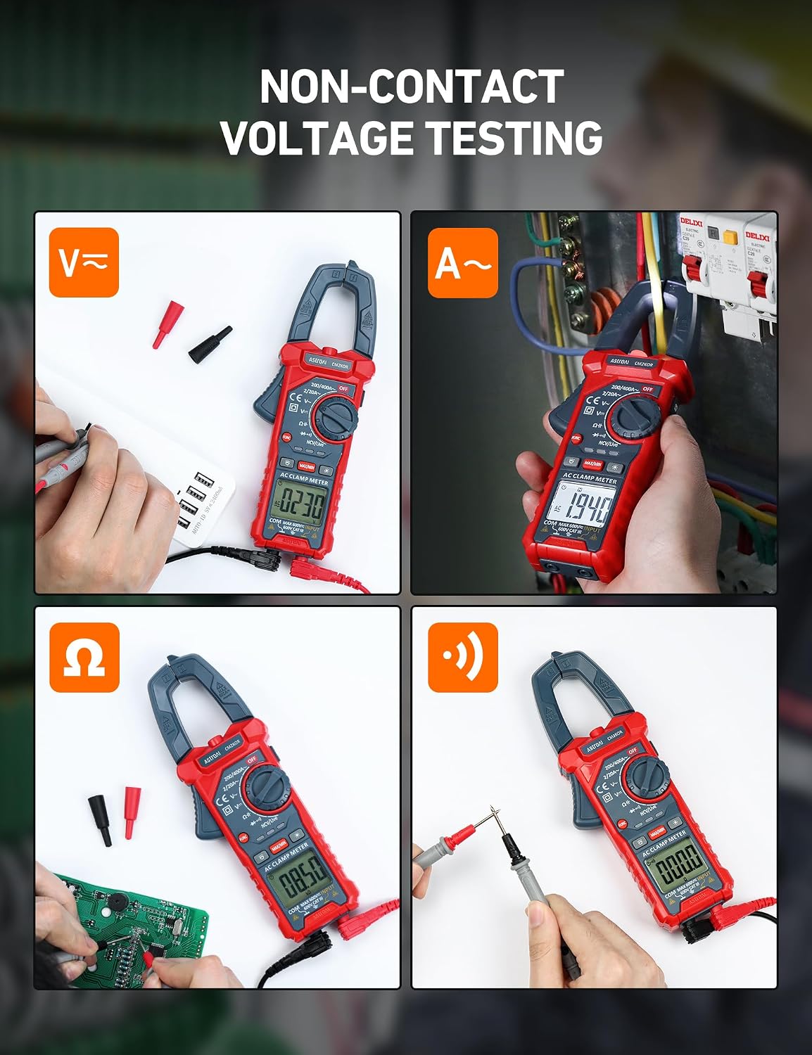 AstroAI Digital Clamp Meter Multimeter 2000 Counts Amp Voltage Tester Auto-ranging with AC/DC Voltage, AC Current, Resistance, Capacitance, Continuity