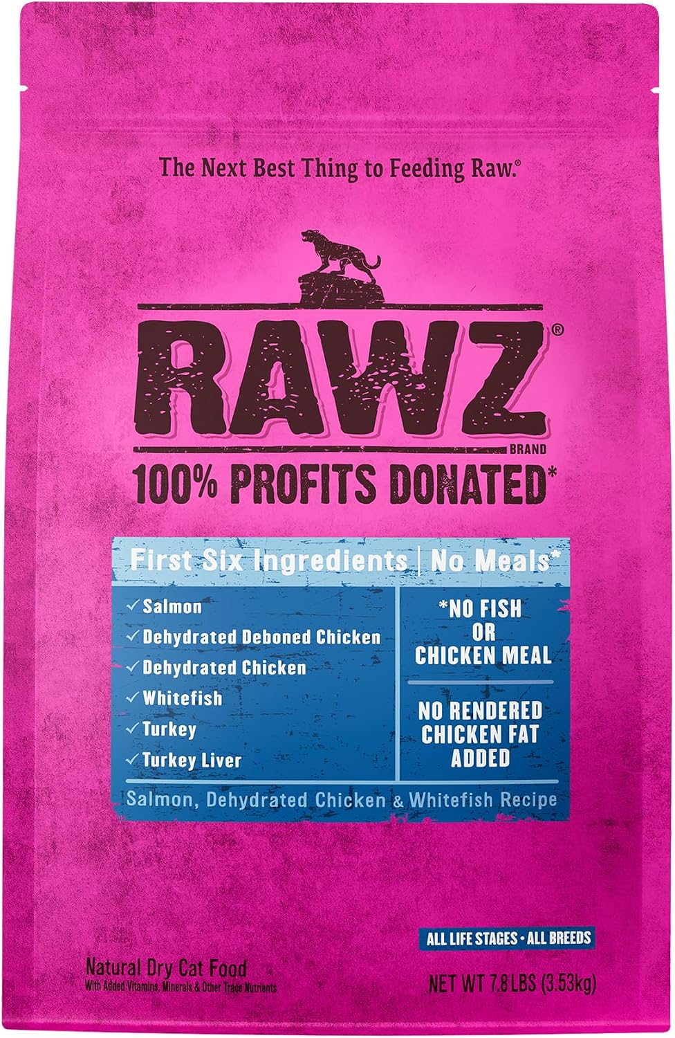 Rawz Salmon, Dehydrated Chicken & Whitefish Recipe Natural Dry Cat Food (3.5lb, Salmon, Dehydrated Chicken & Whitefish)