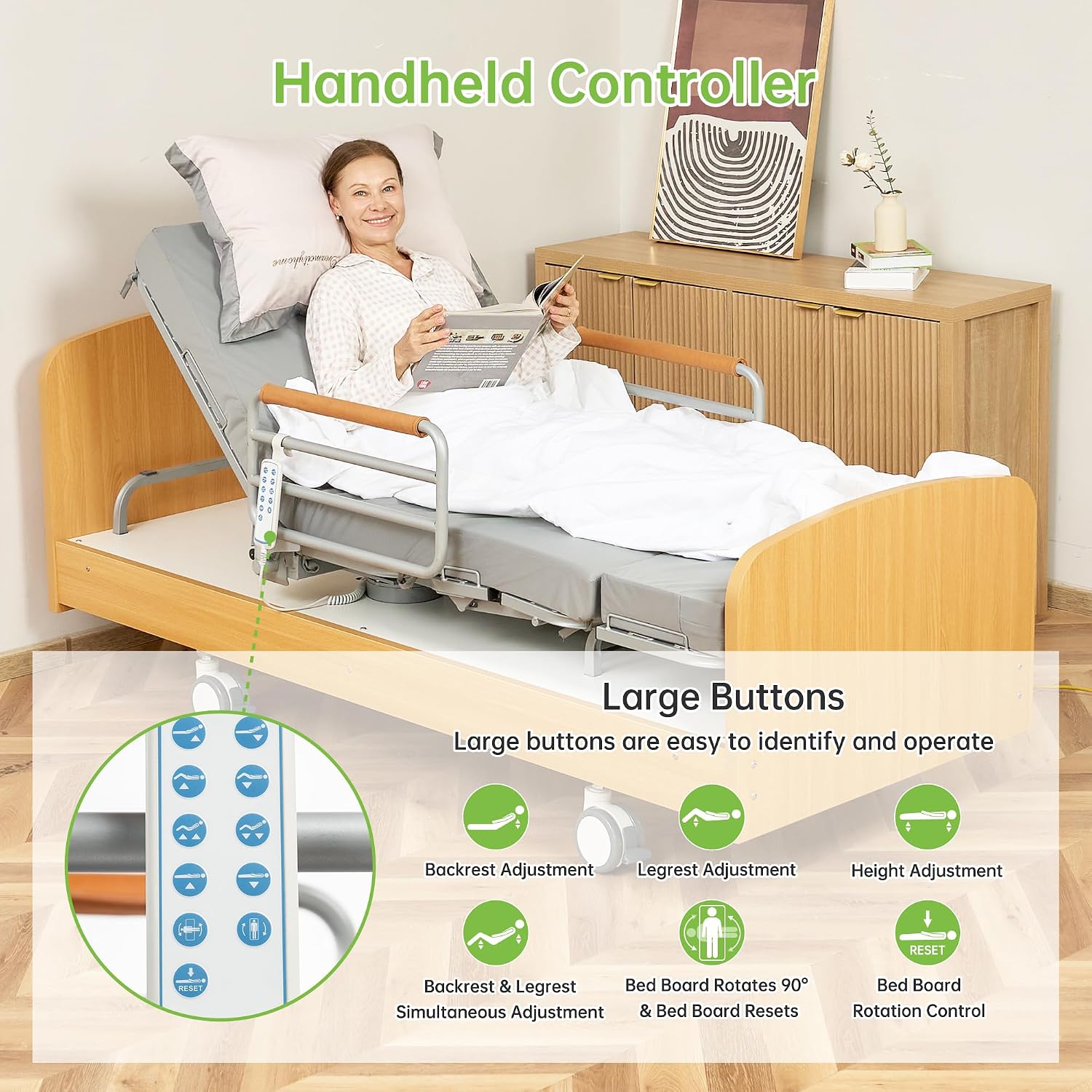 Real Relax Rotating Multi Functional Electric Premium Hospital Bed, Rotates 90° from a Flat (Lying) Position to an Upright Seated Position