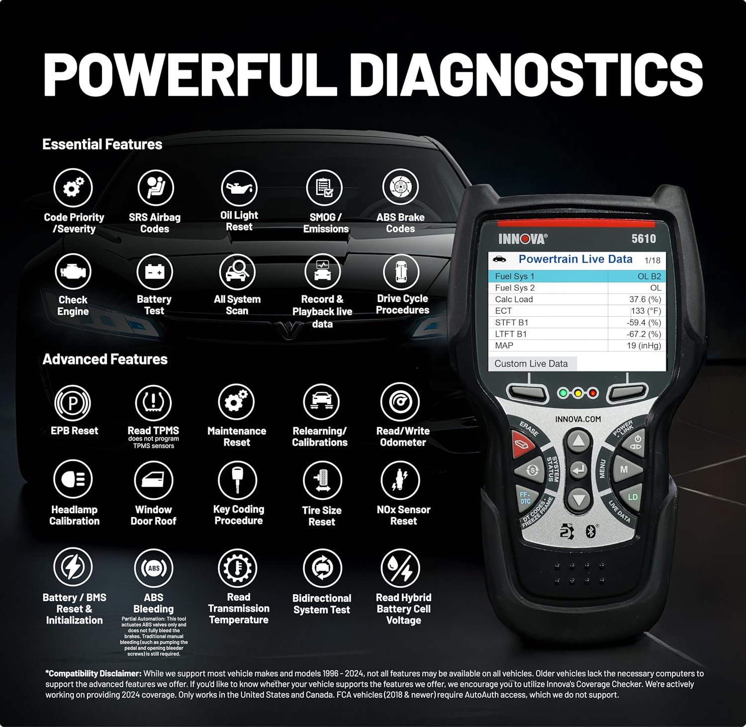 Innova 5610 OBD2 Bidirectional Scan Tool - Understand Your Vehicle, Pinpoint What's Wrong, and Complete Your Repairs with Less Headache