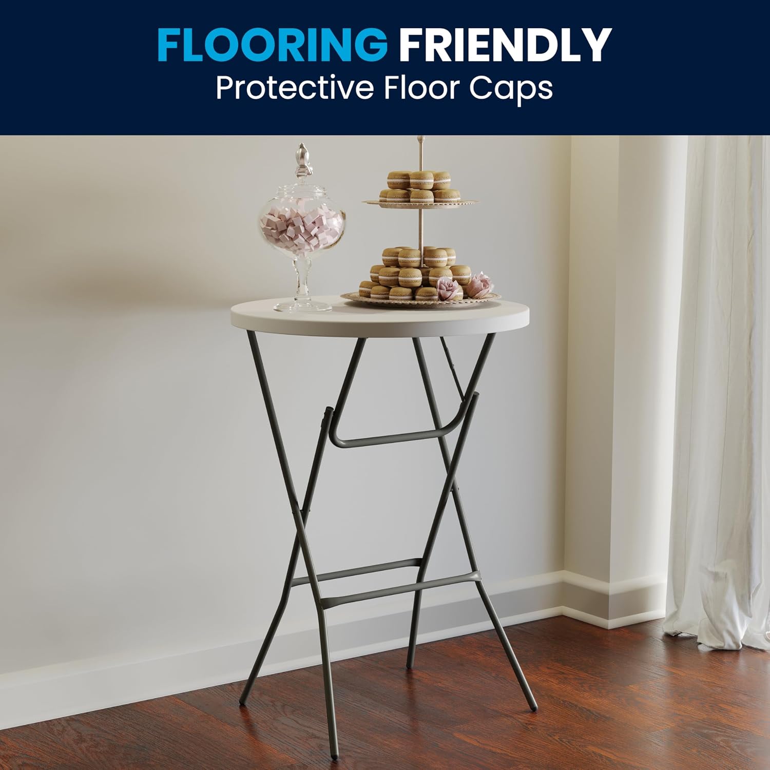 Flash Furniture Elon 32' Round Folding Bar Height Table for Parties and Commercial Events, Indoor/Outdoor Plastic Tall Round Table, White | Lightweight, Easy Storage, Commercial Grade