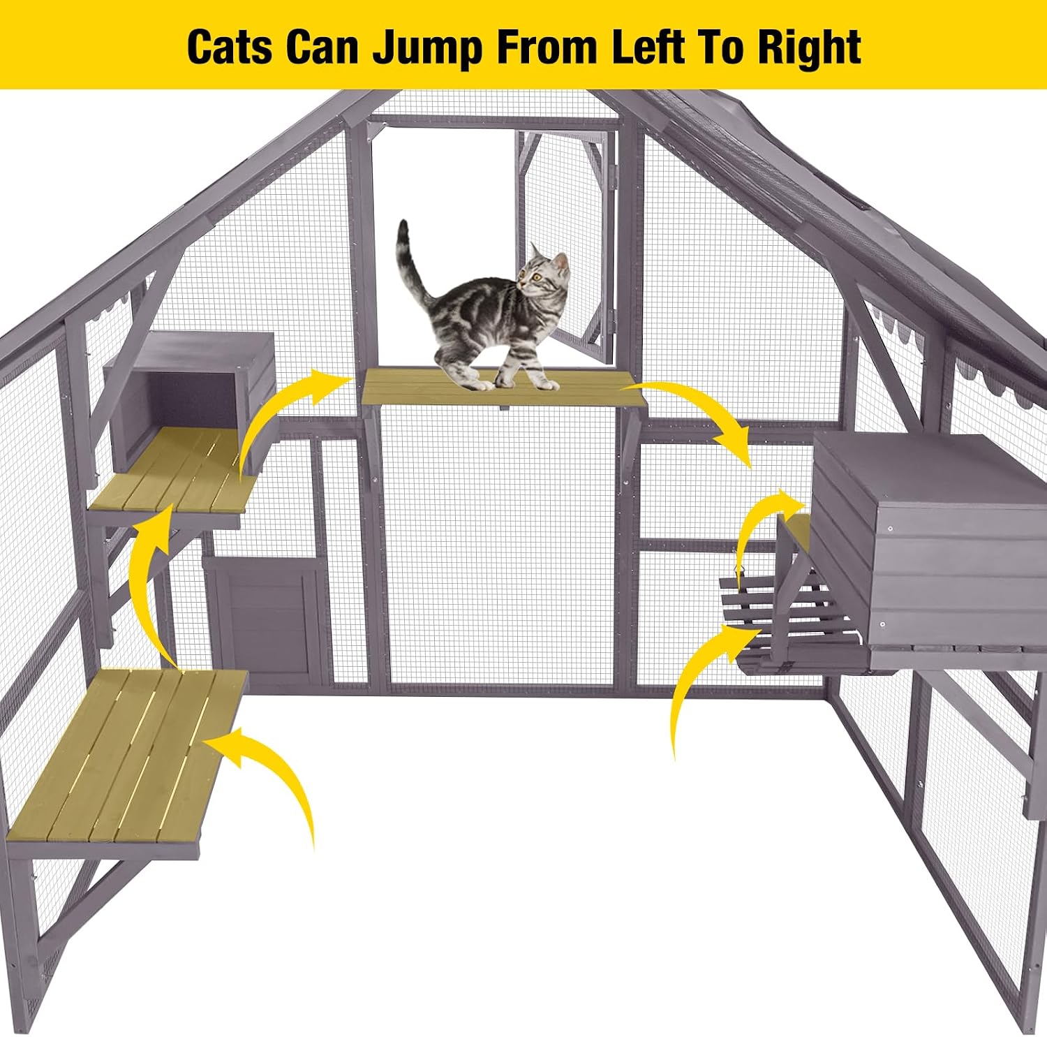 Aivituvin Extra Large Window Catio 5-Level Outdoor Cat Enclosure with Cover