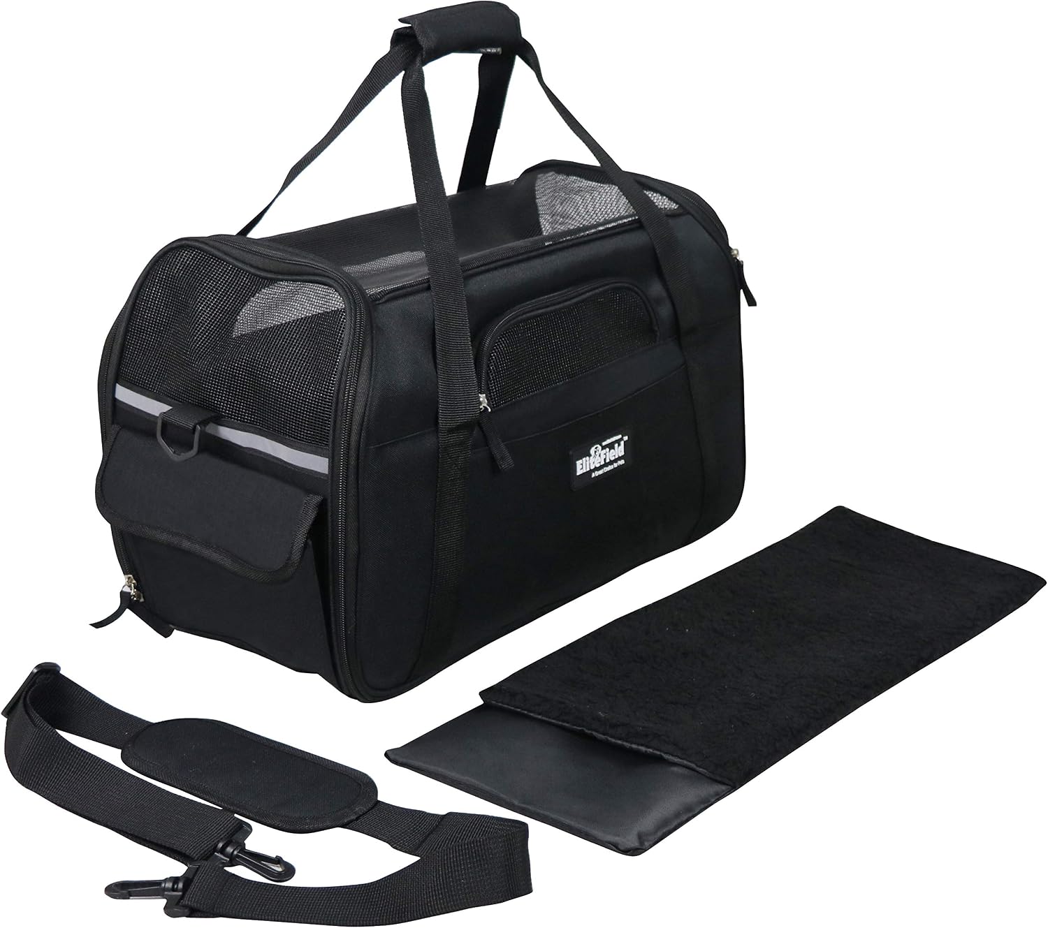 EliteField Soft-Sided Pet Carrier for Cats & Small Dogs (3-Year Warranty) | Airline Approved, Removable Bed & Cover, Built-In Leash, Luggage Sleeve, Seat Belt Loop, Waterproof, Durable, Foldable