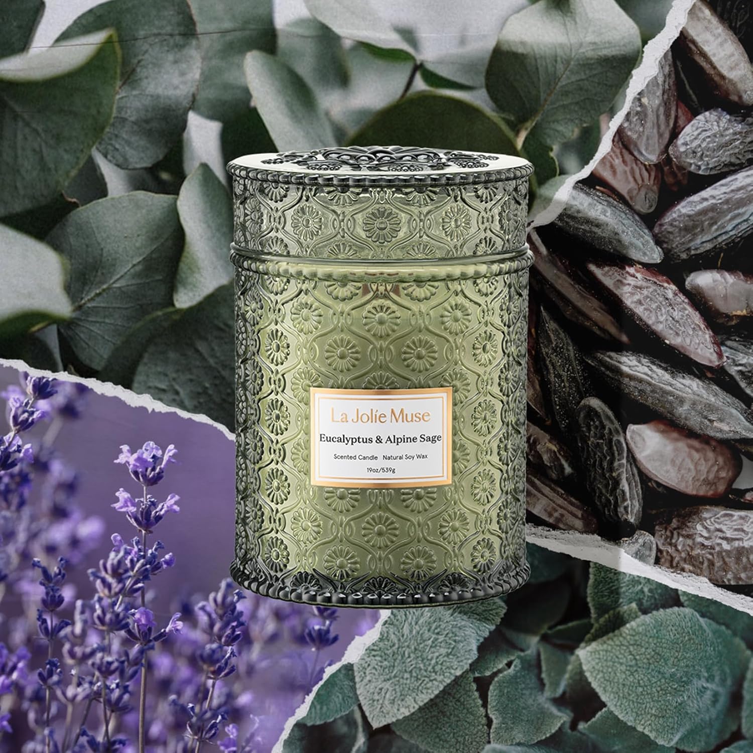 LA JOLIE MUSE Starlit Fir Pine Scented Candles for Home,19 oz Natural Soy