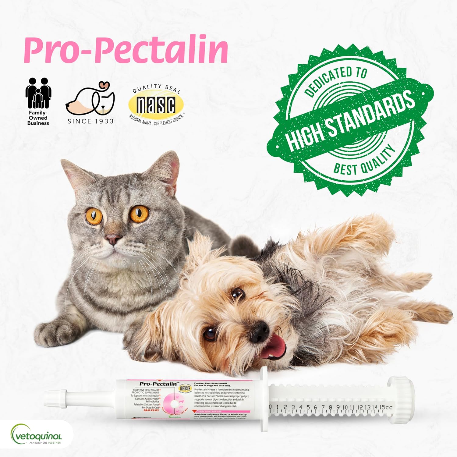 Vetoquinol Pro-Pectalin Oral Paste for Dogs & Cats – Chicken Flavor – Helps Reduce Occasional Loose Stool & Diarrhea, Balance Gut pH, Support Normal Digestion & Intestinal Flora - 30 cc
