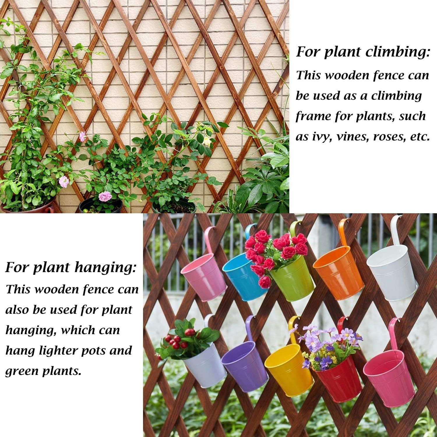 uyouous Garden Fence Wood Garden Fencing 2 Pack Extendable Instant Fence
