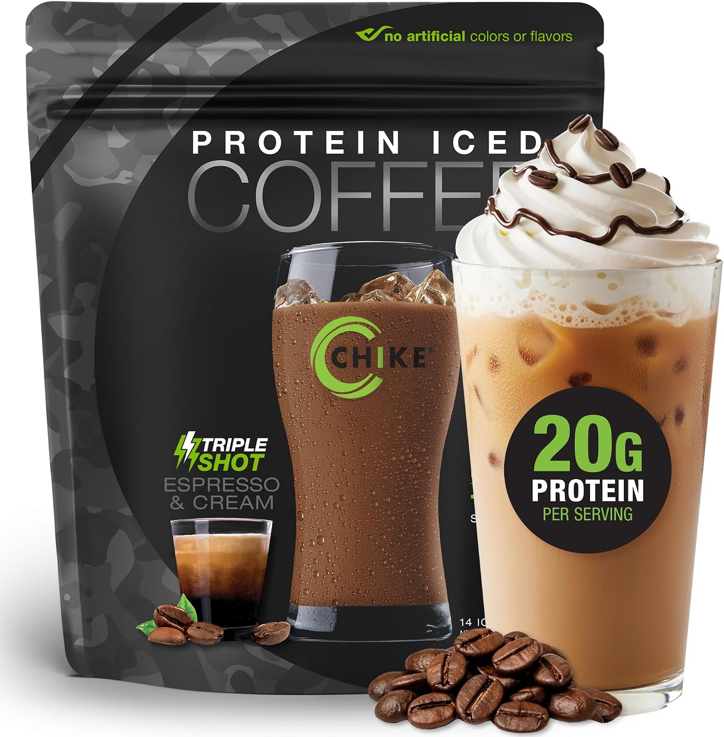 Chike Mocha High Protein Iced Coffee, 20 G Protein, 2 Shots Espresso, 1 G Sugar, Keto Friendly and Gluten Free, 14 Servings (15.3 Ounce)