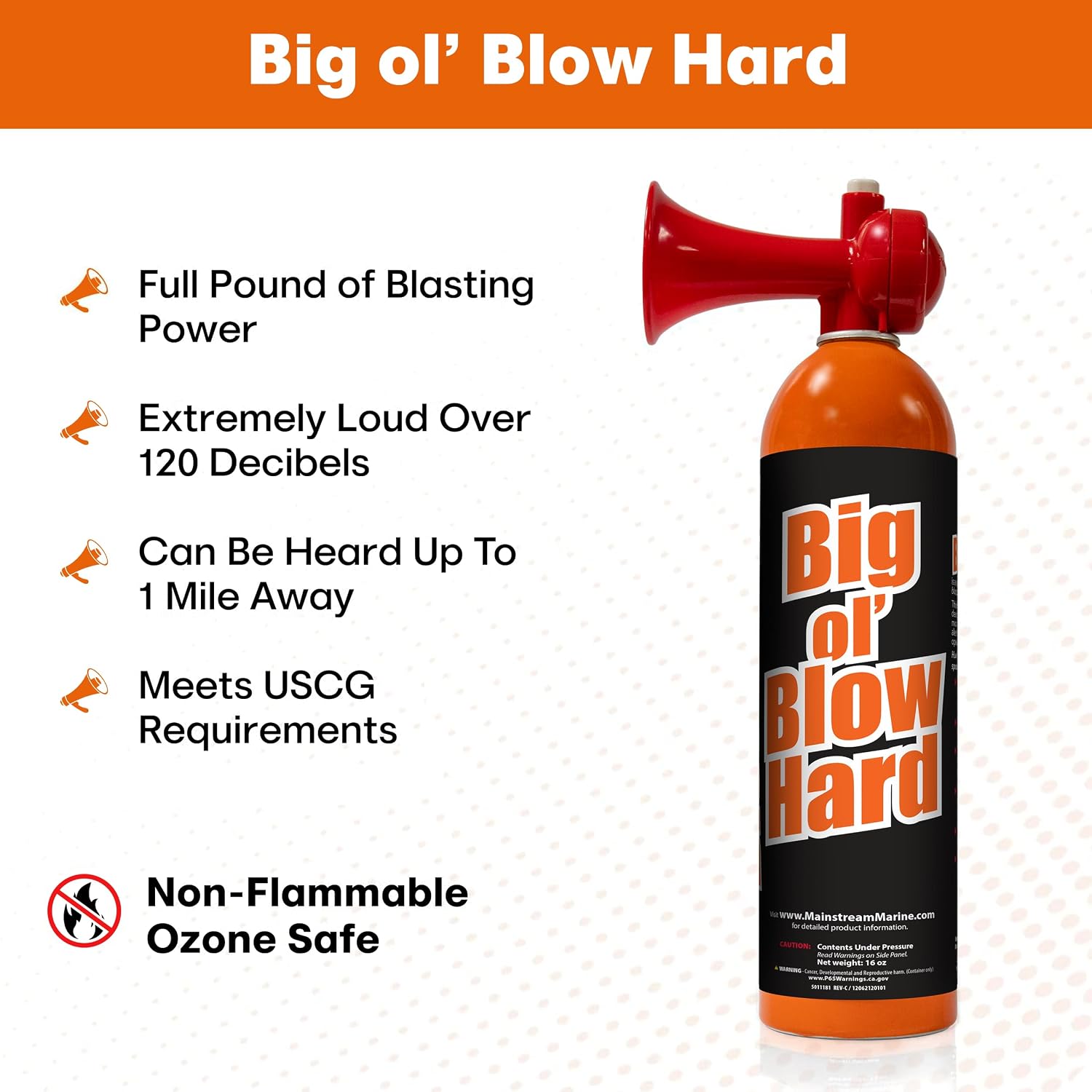 Big Ol' Blowhard Loud Air Horn for Boat, Bear Deterrent & Marine Safety