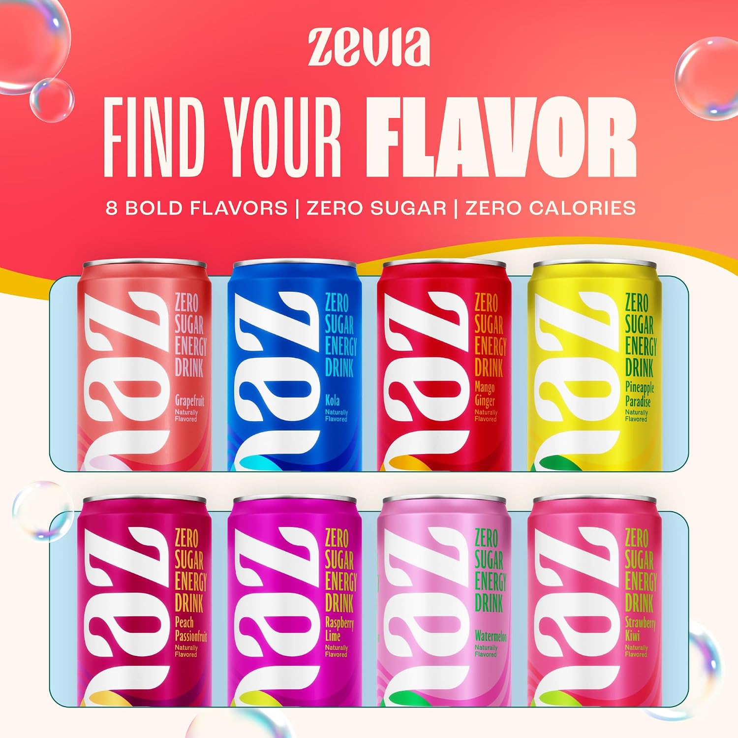 Zevia Zero Sugar Energy Drink, Raspberry Lime, 12 oz Cans (12-Pack) – Naturally Sweetened, Zero Calorie Sugar Free Energy - Non-GMO Project Verified, Gluten-Free, Vegan