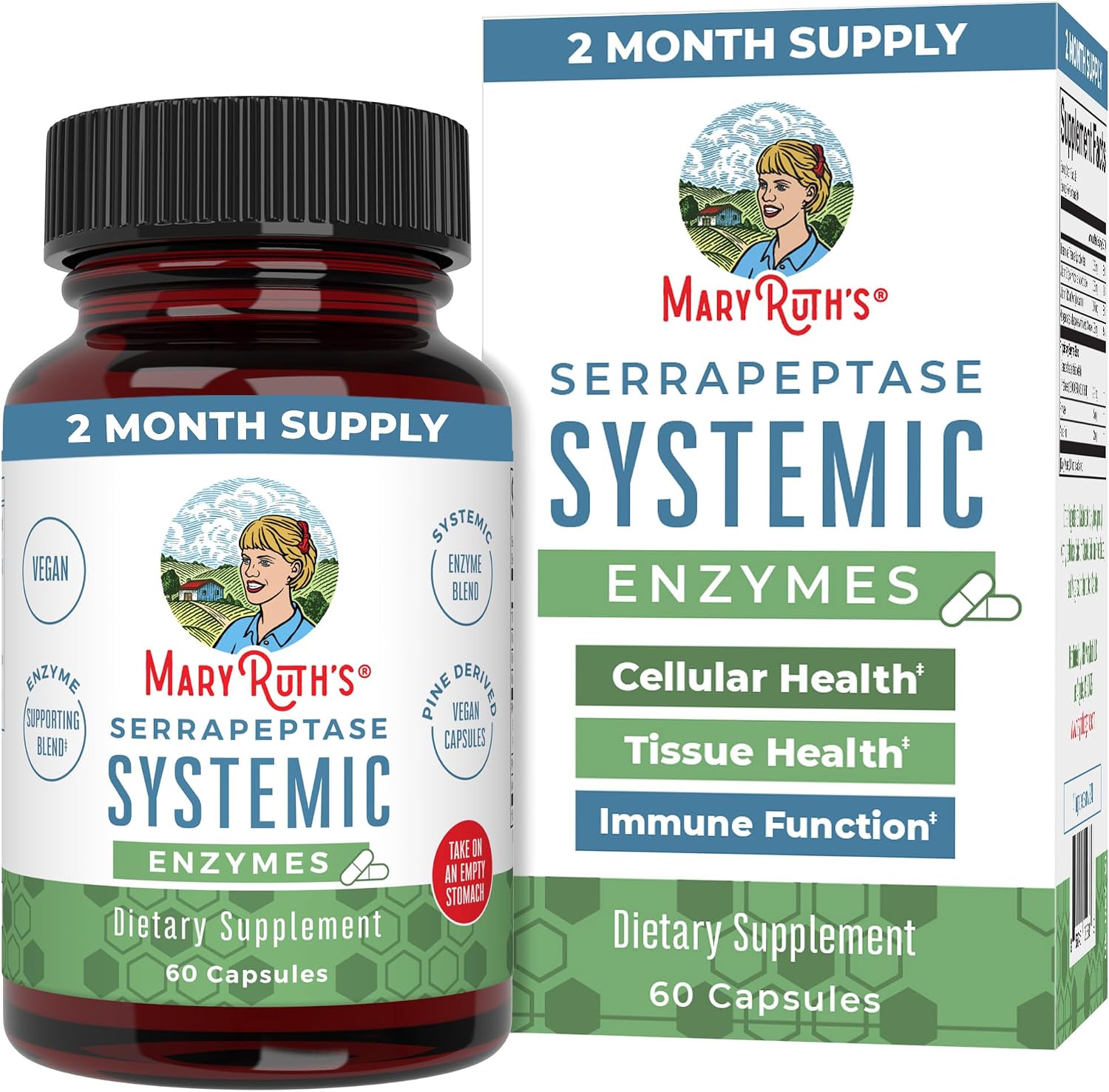 MaryRuth's Serrapeptase Enzymes Capsules, 60 Count, Vegan