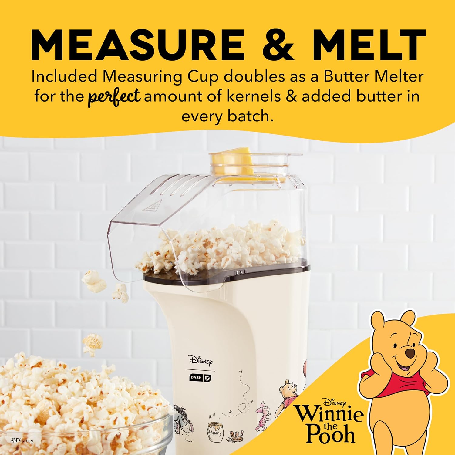Dash Fresh Pop Popcorn Maker, 16-Cup Hot Air Popper, Aqua | Electric Popcorn Machine, Oil-Free Air Popped Popcorn, Built-In Measuring Cup & Butter Melting Tray, Movie Night Snacks