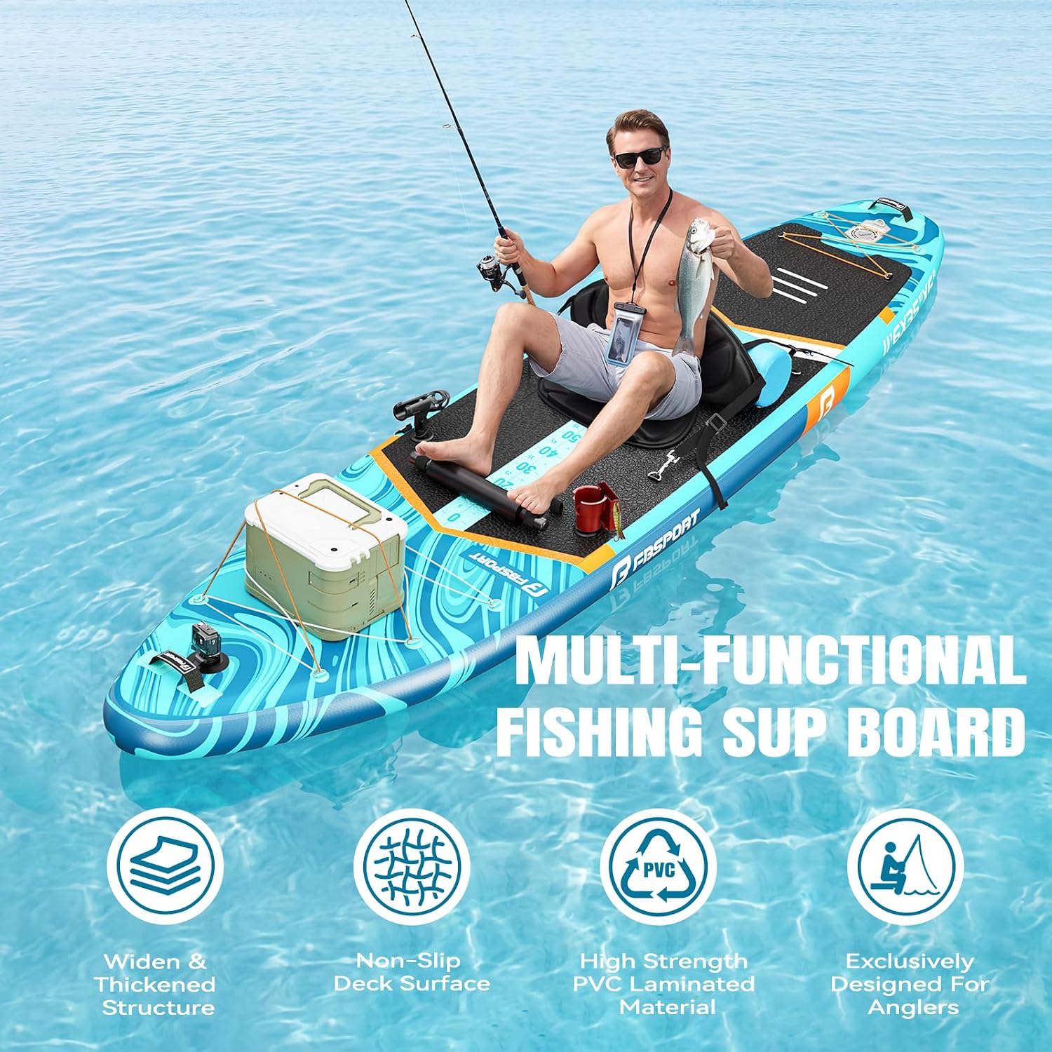 FBSPORT 11' Premium Stand Up Paddle Board, Yoga Board with SUP Accessories & Carry Bag | Wide Stance, Surf Control, Non-Slip Deck, Leash