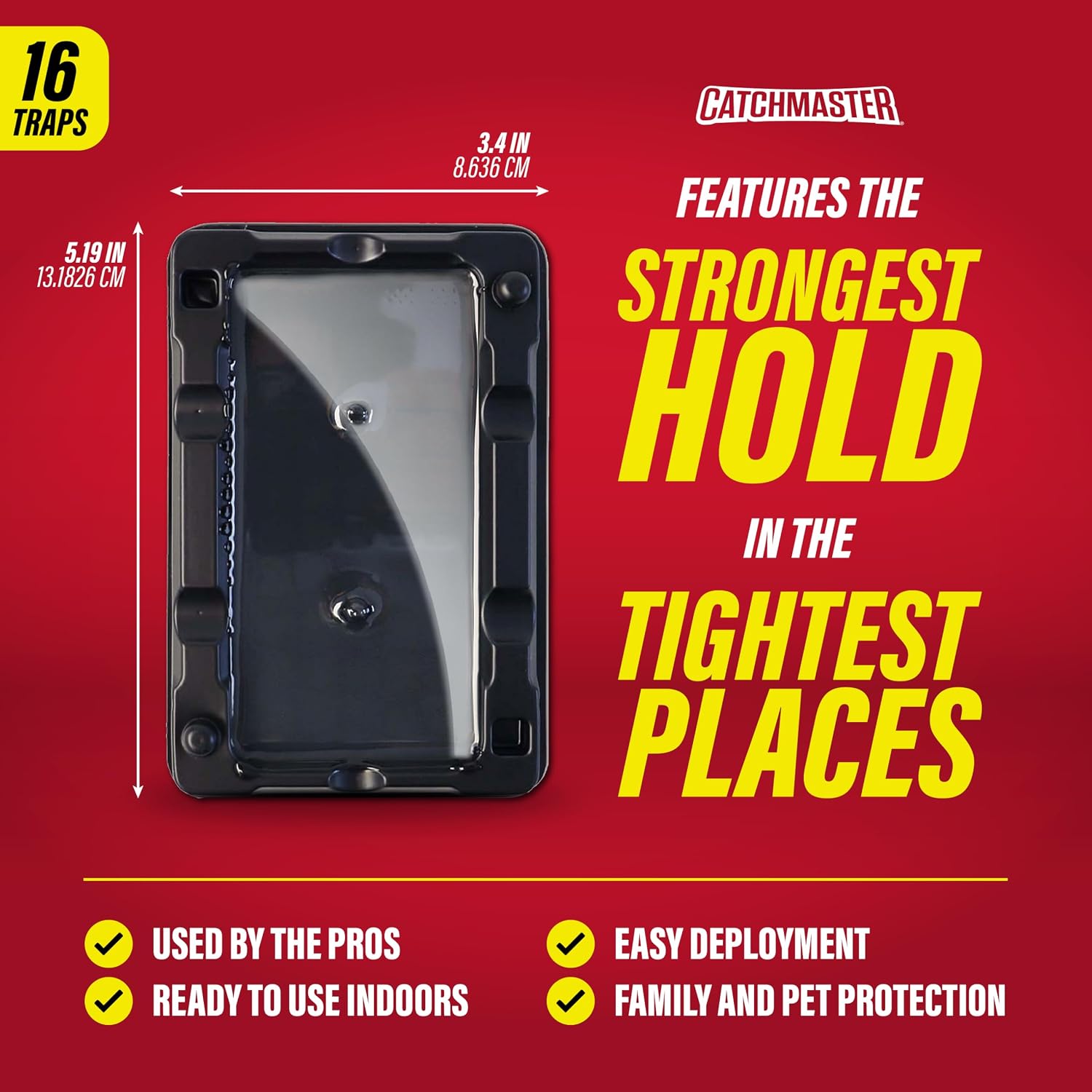 Catchmaster-16 Mouse & Insect Glue Traps, Heavy-Duty Pesticide-Free Sticky Mouse Traps Indoor for Home, Used by the PROs