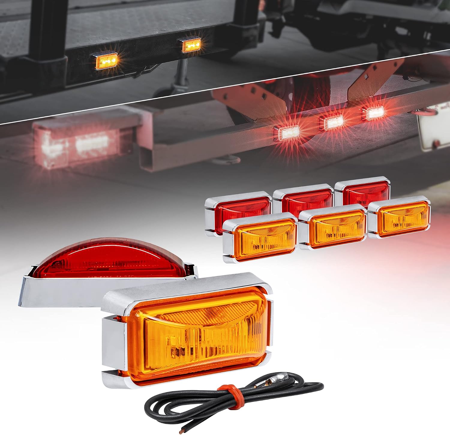 TRUE MODS 2pc 2.5" Amber Rectangle LED Trailer Marker Lights for Truck RV