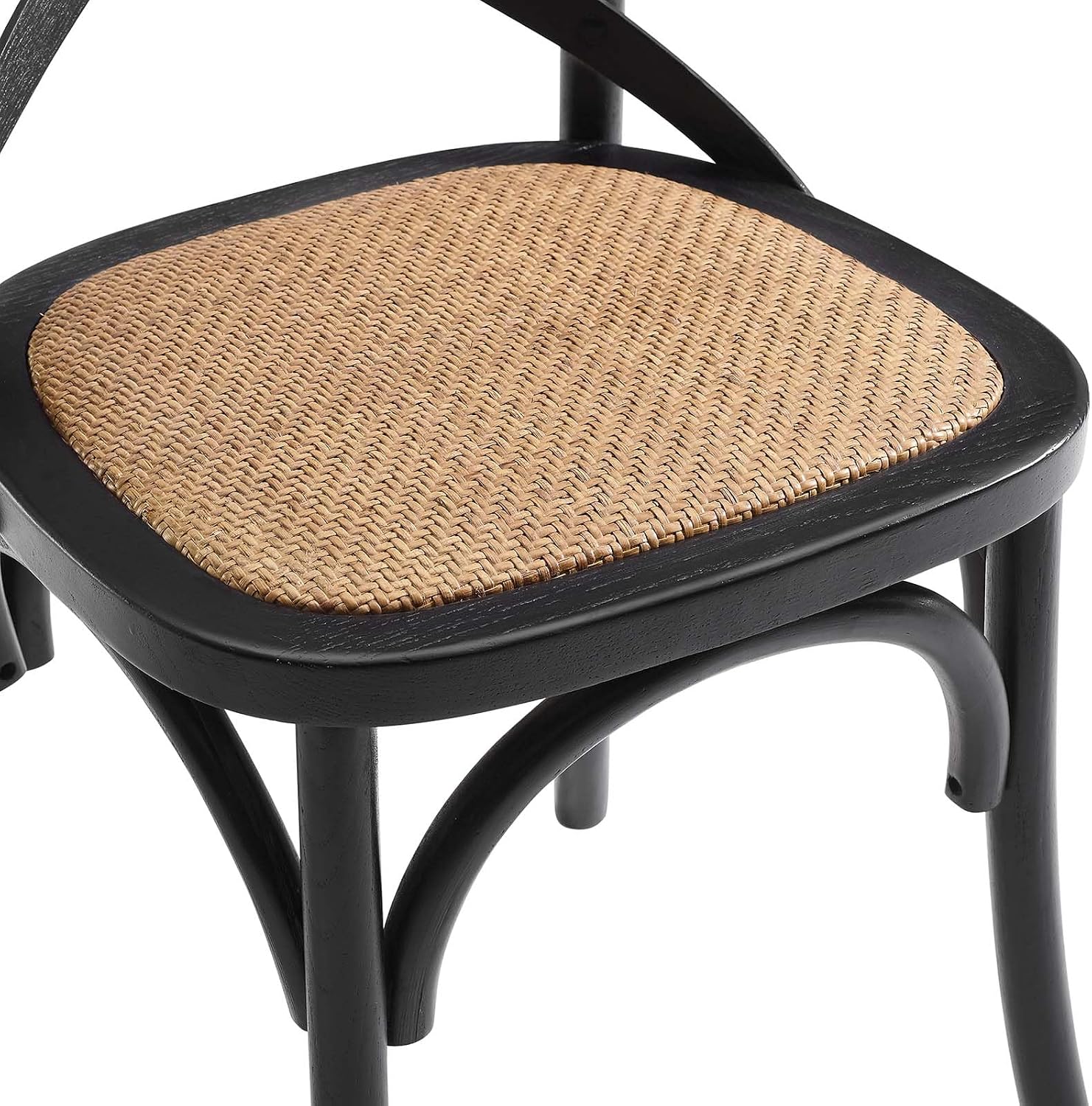 Modway Gear Rustic Modern Farmhouse Elm Wood Rattan Dining Chair in Gray