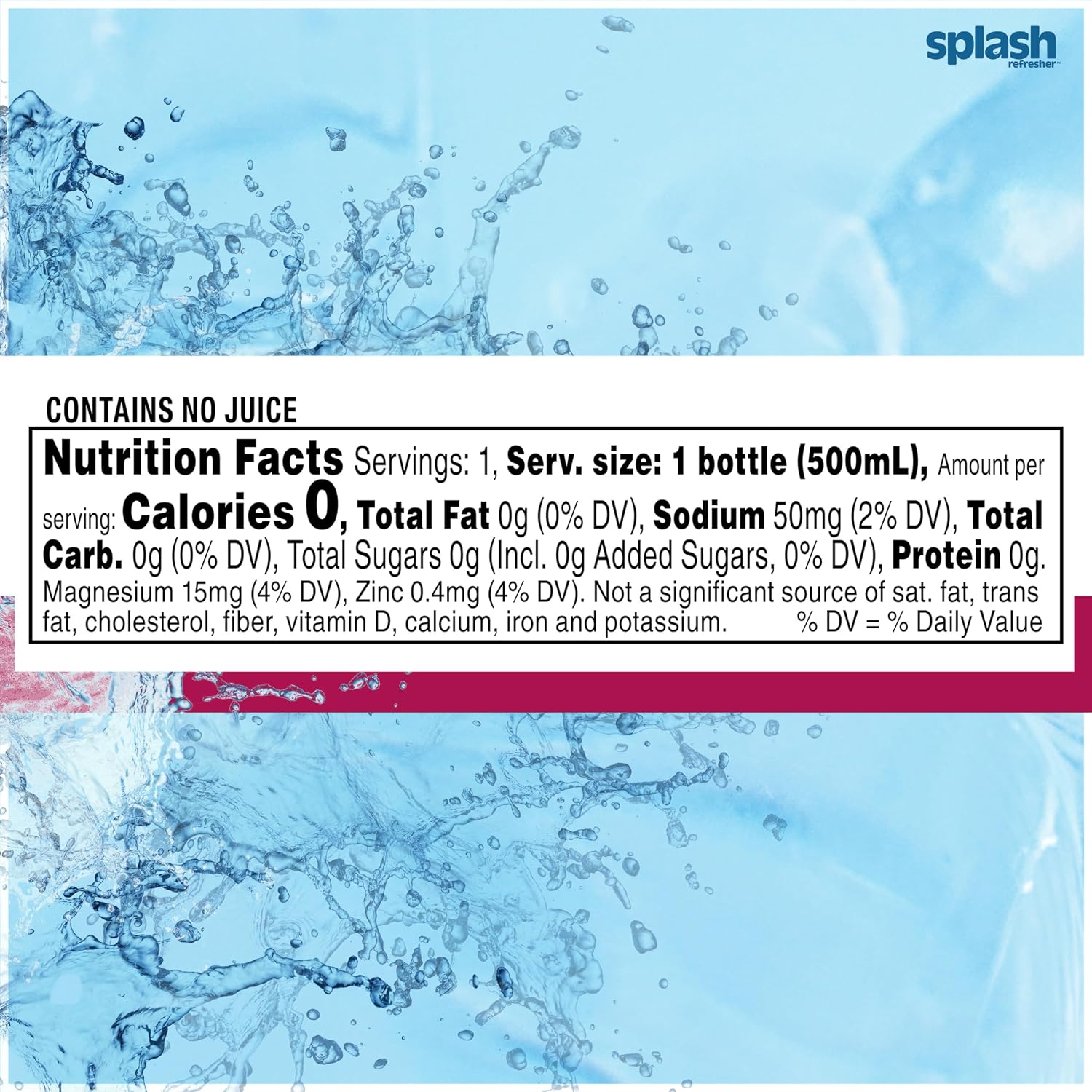 SPLASH REFRESHER Flavored Water Bottles, Mandarin Orange - 6 Pack | Refreshing Flavored Bottled Water with Electrolytes - Zero Sugar & Zero Calories - 16.9 Fl Oz