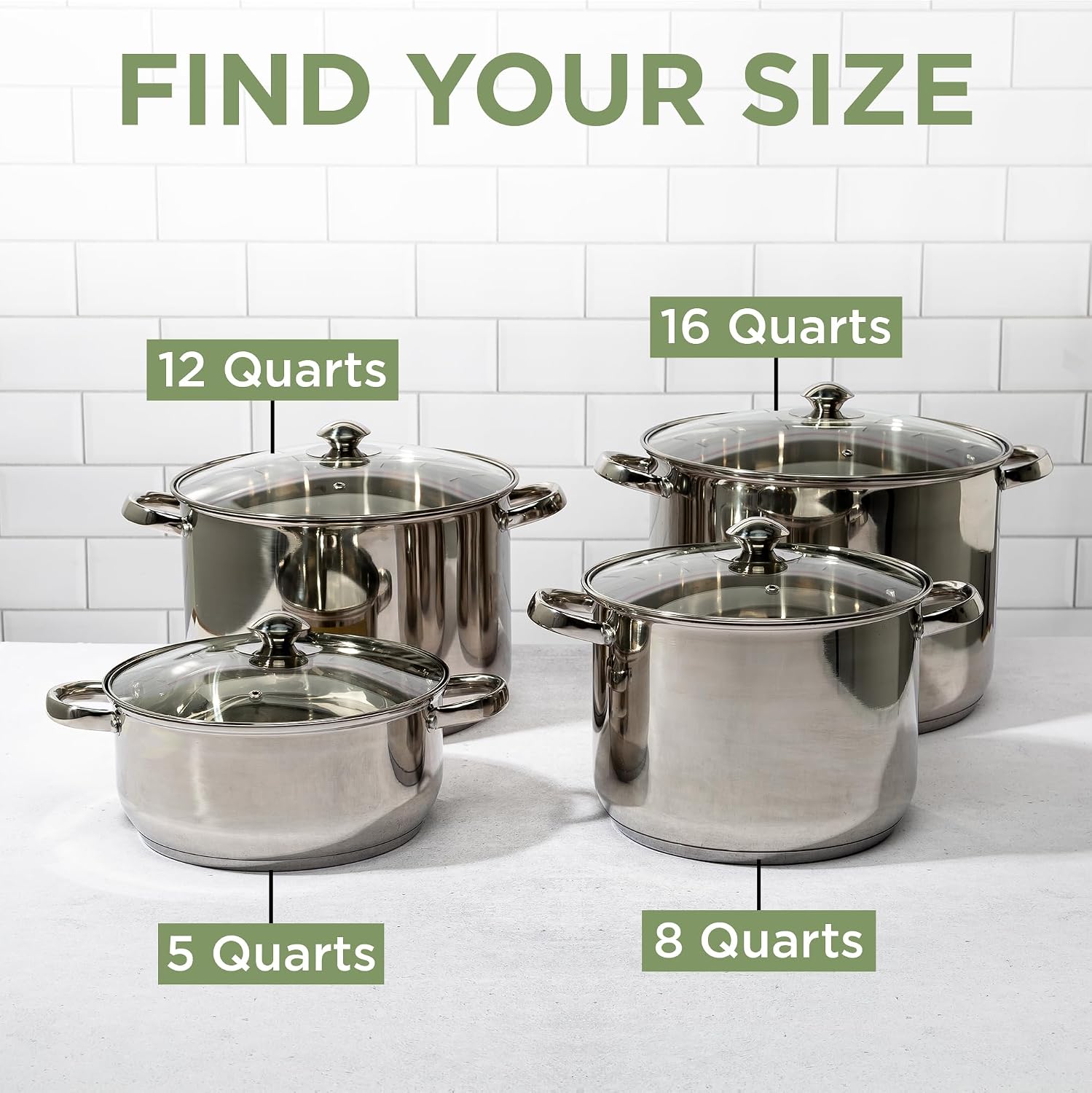 Ecolution Stainless Steel Sauce Pan, Encapsulated Induction Ready Cooking Pot with Glass Lid, Oven Safe, Dishwasher Safe Soup Pot, 2-Quart