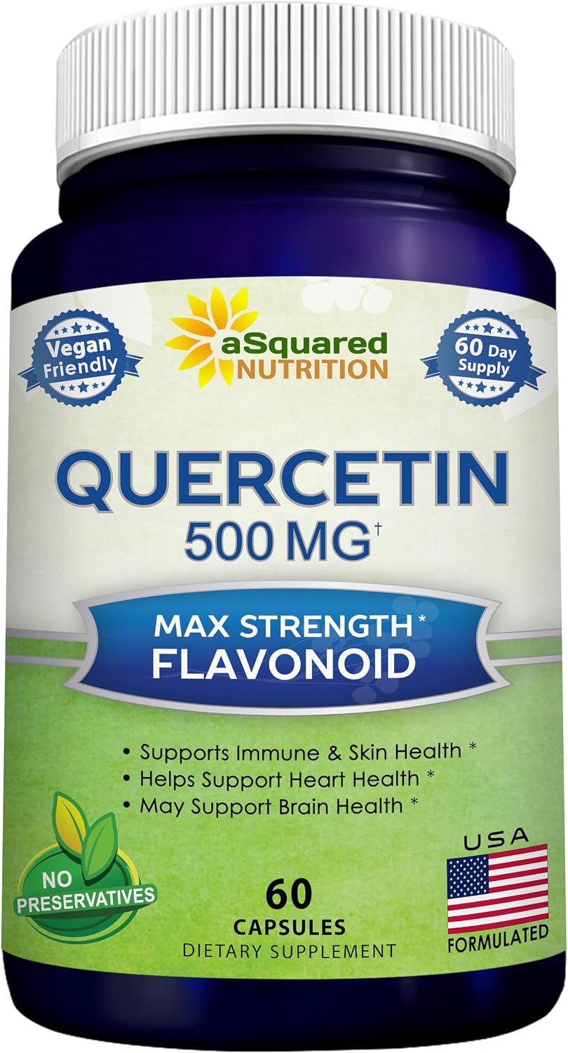 Quercetin 500mg Supplement - 200 Capsules - Dihydrate Powder Complex Pills | Max Strength Quercetin Dihydrate Supplements to Support Cardiovascular Health & Help Improve Immune Response