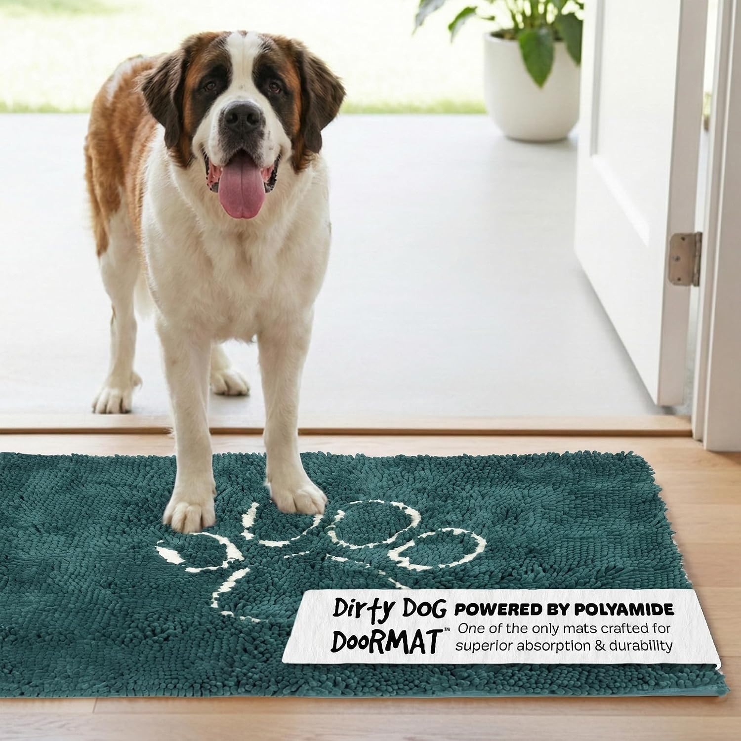 Dog Gone Smart Dirty Dog Doormat - Fast Drying Rug with Super Gripper Backing for Clean Floors - Super Absorbent and Machine Washable Mat for Muddy Paws - Grey