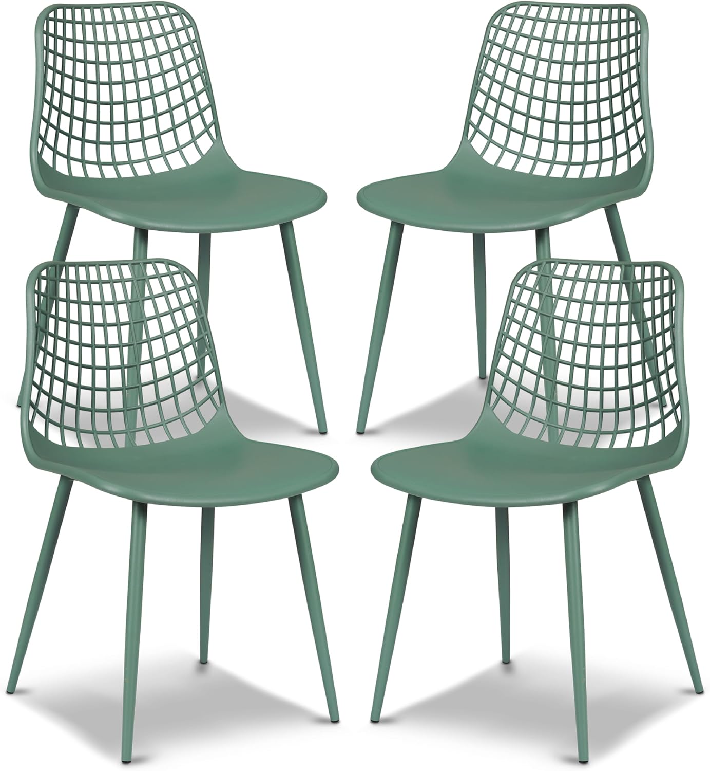Poly & BARK Isla Modern Kitchen Chairs Set of 4 - Plastic Dining Chair with Metal Legs - Quick Assembly Simple Cafe Chairs Plastic for Indoor or