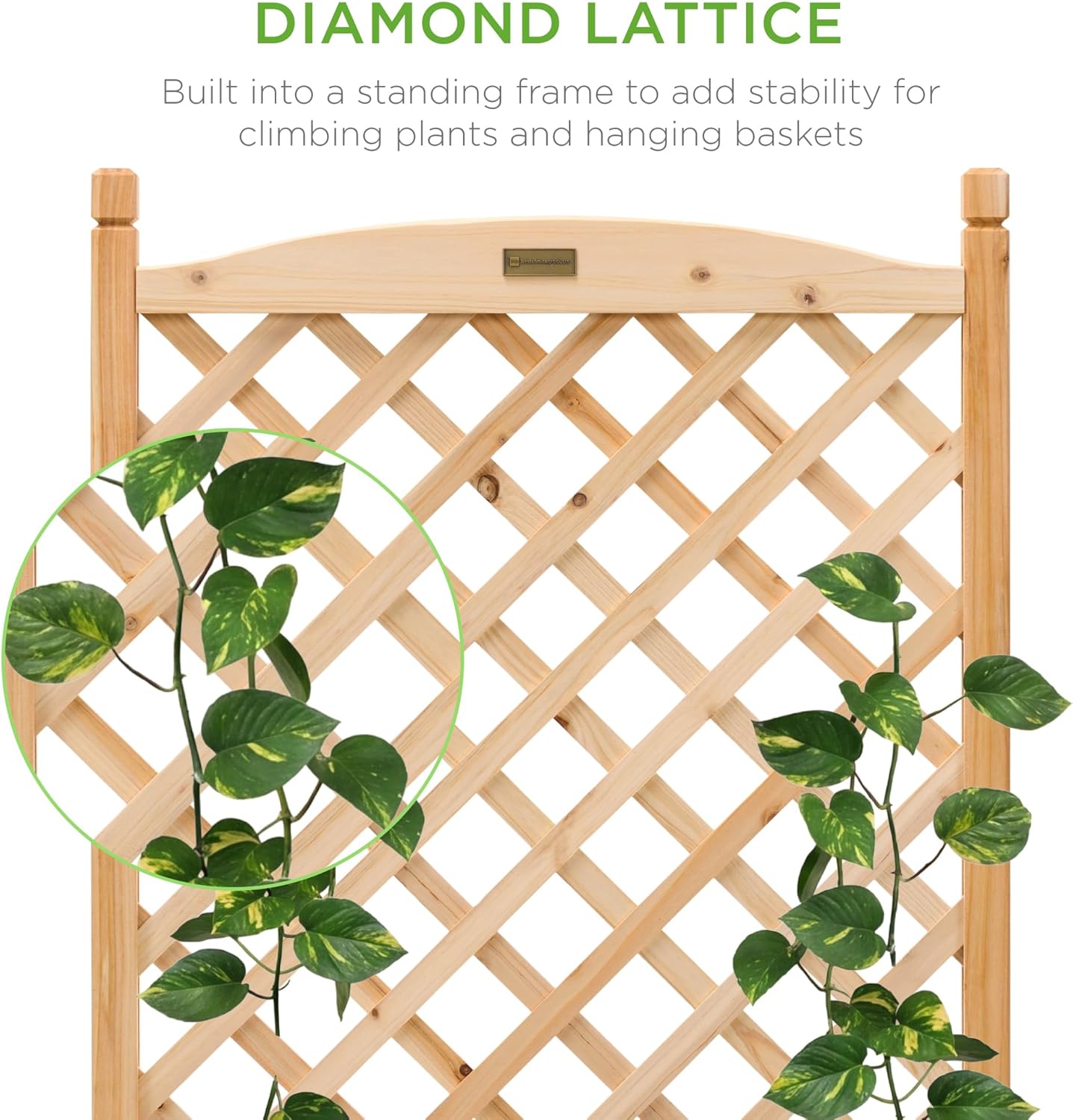 Best Choice Products Set of 2 48in Wood Planter Box & Diamond Lattice Trellis, Mobile Outdoor Raised Garden Bed for Climbing Plants w/Drainage Holes